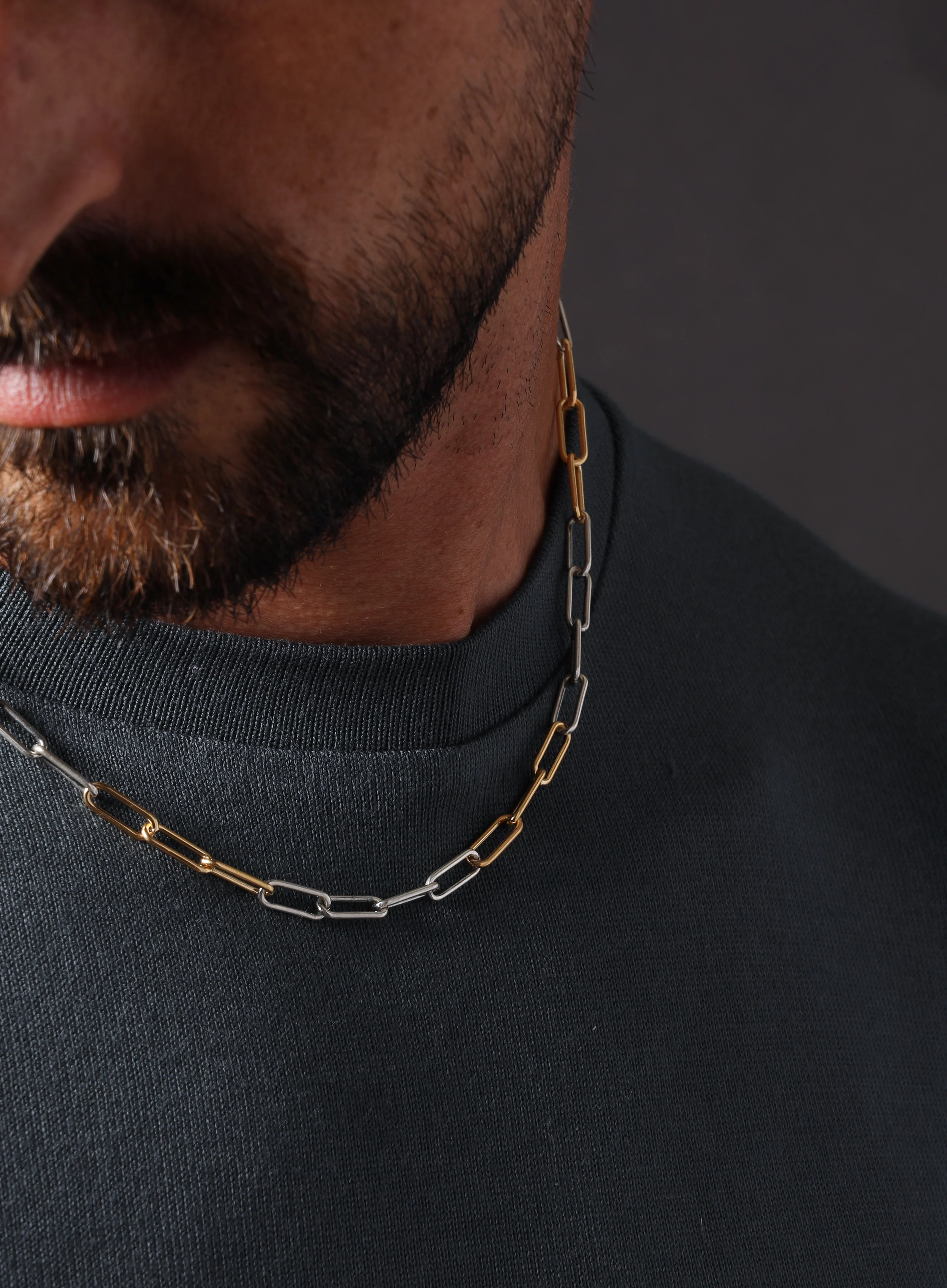 14K Gold Filled and 025 Oxidized Sterling Clip Chain - Image 5