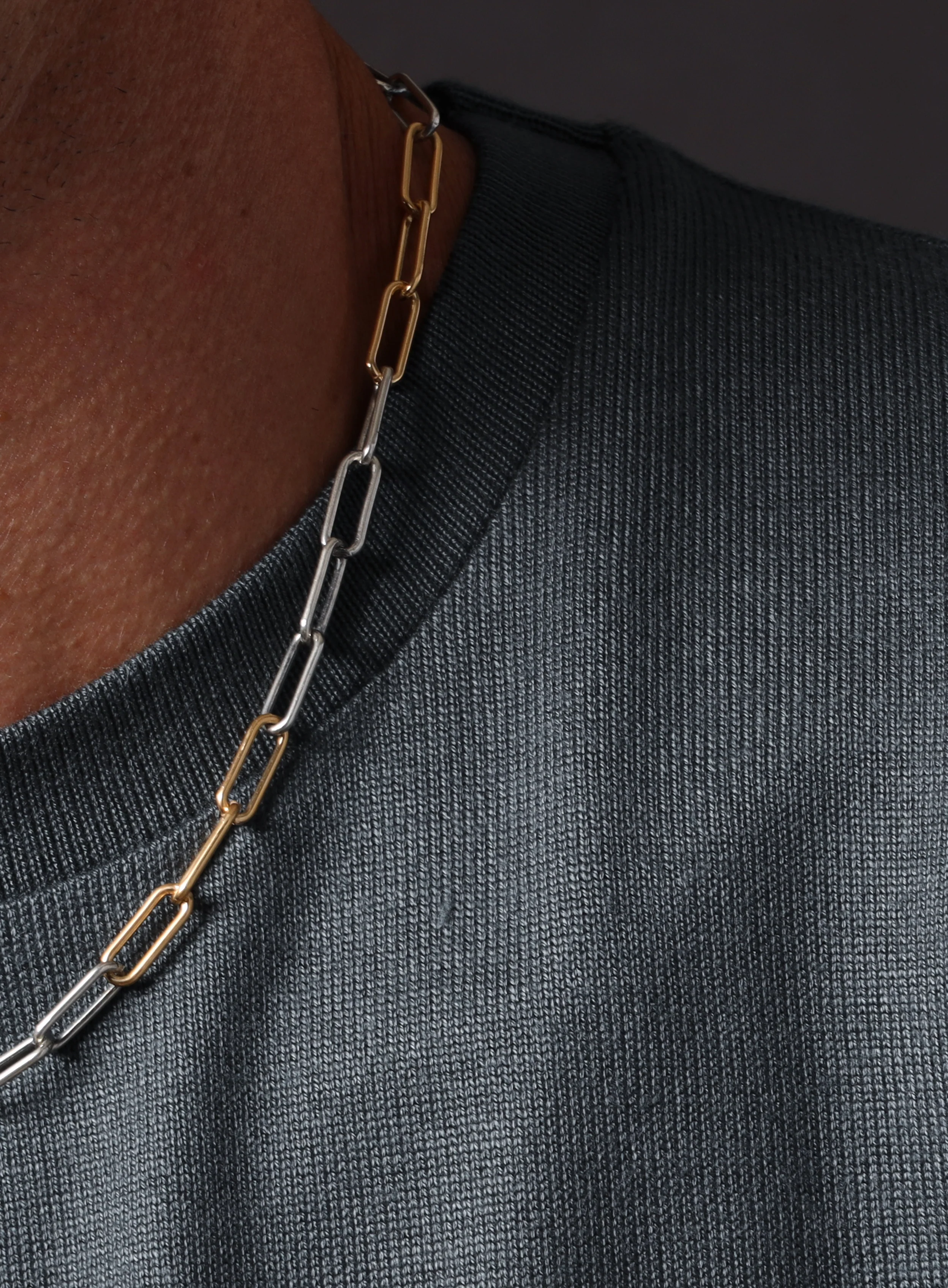 14K Gold Filled and 025 Oxidized Sterling Clip Chain - Image 9