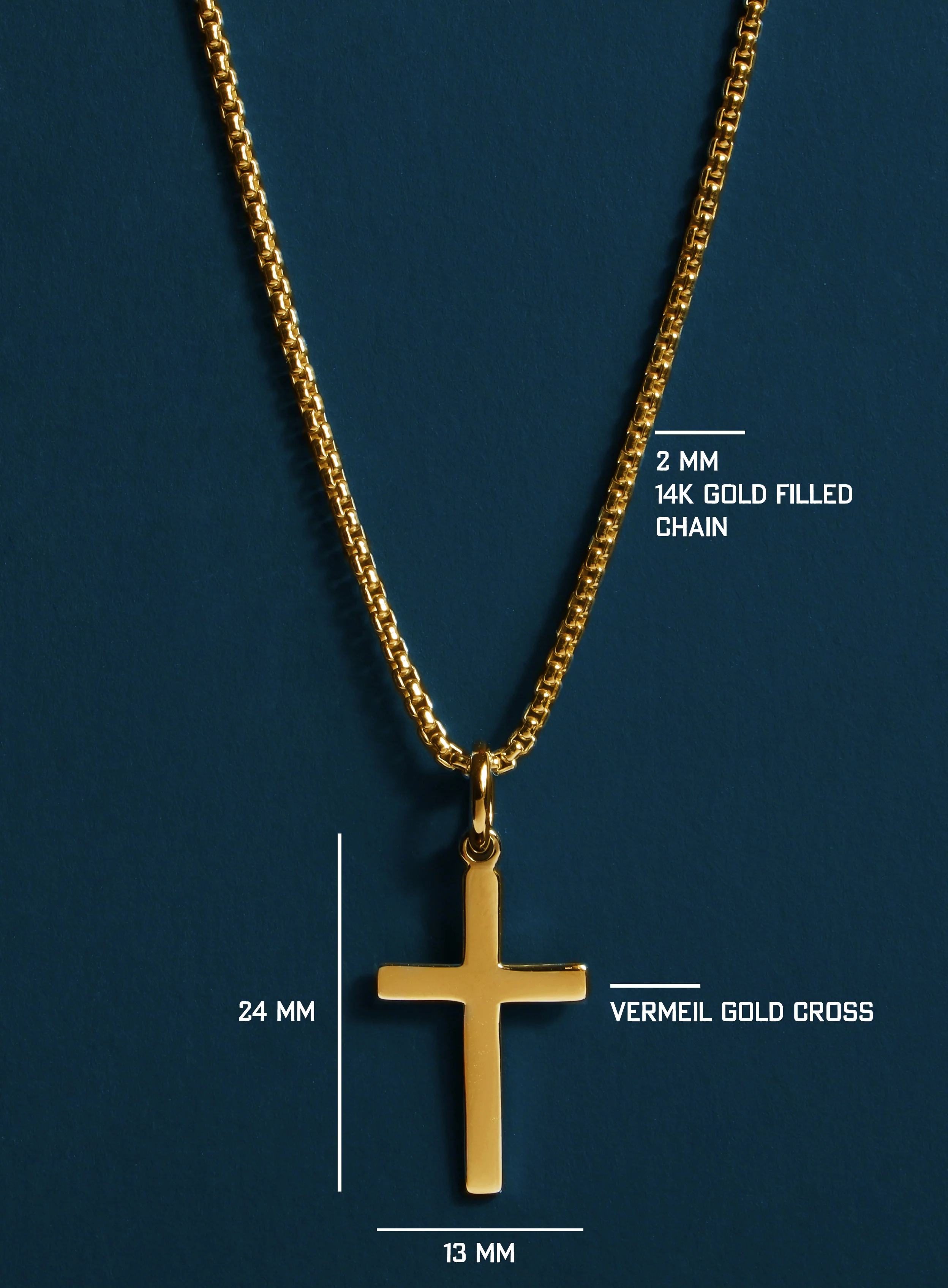 14k Gold Filled and Vermeil Gold Cross Necklace for Men - Image 4
