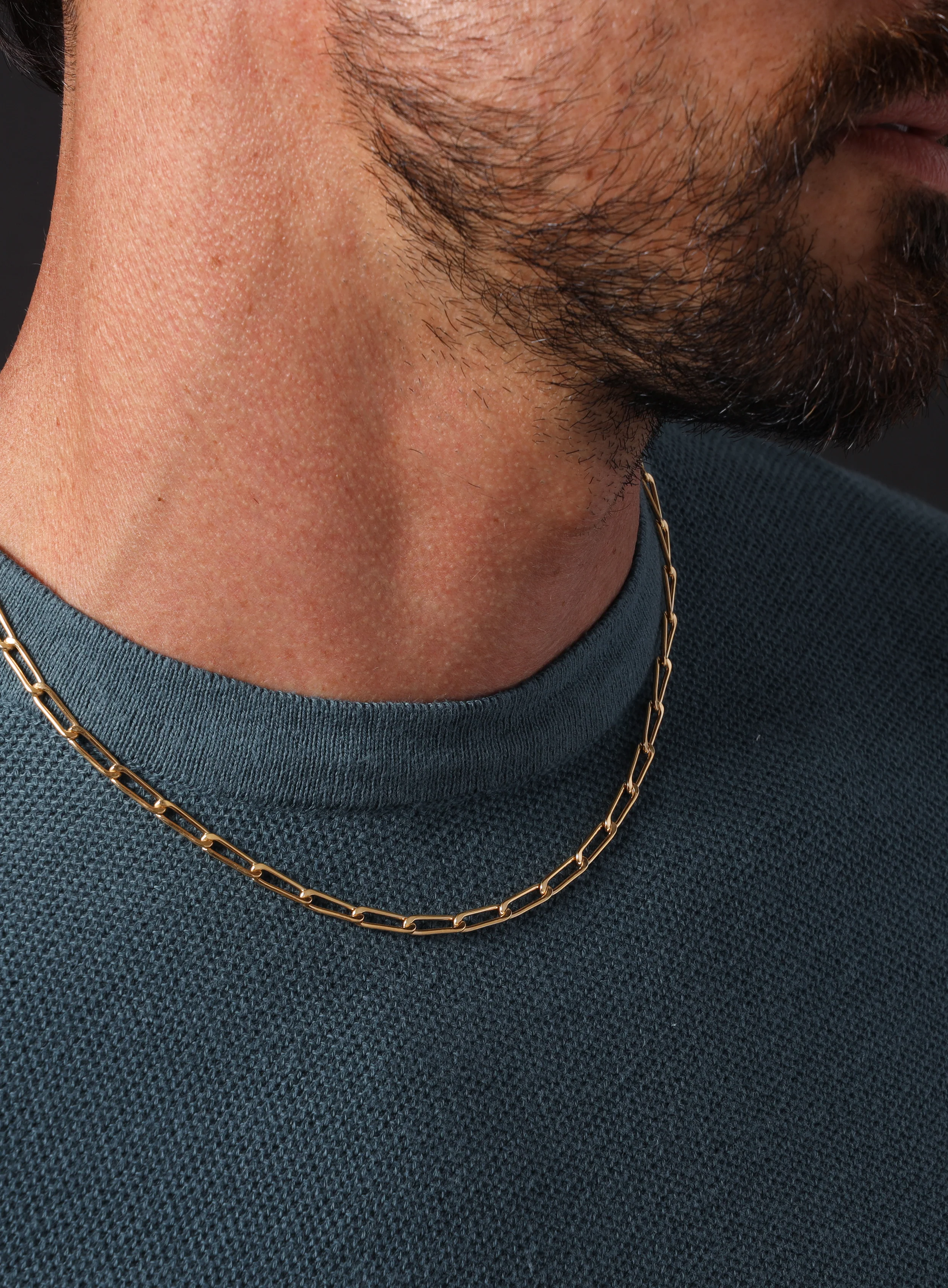 14k Gold Filled Elongated Cable Bevel Chain Necklace for Men - Image 6