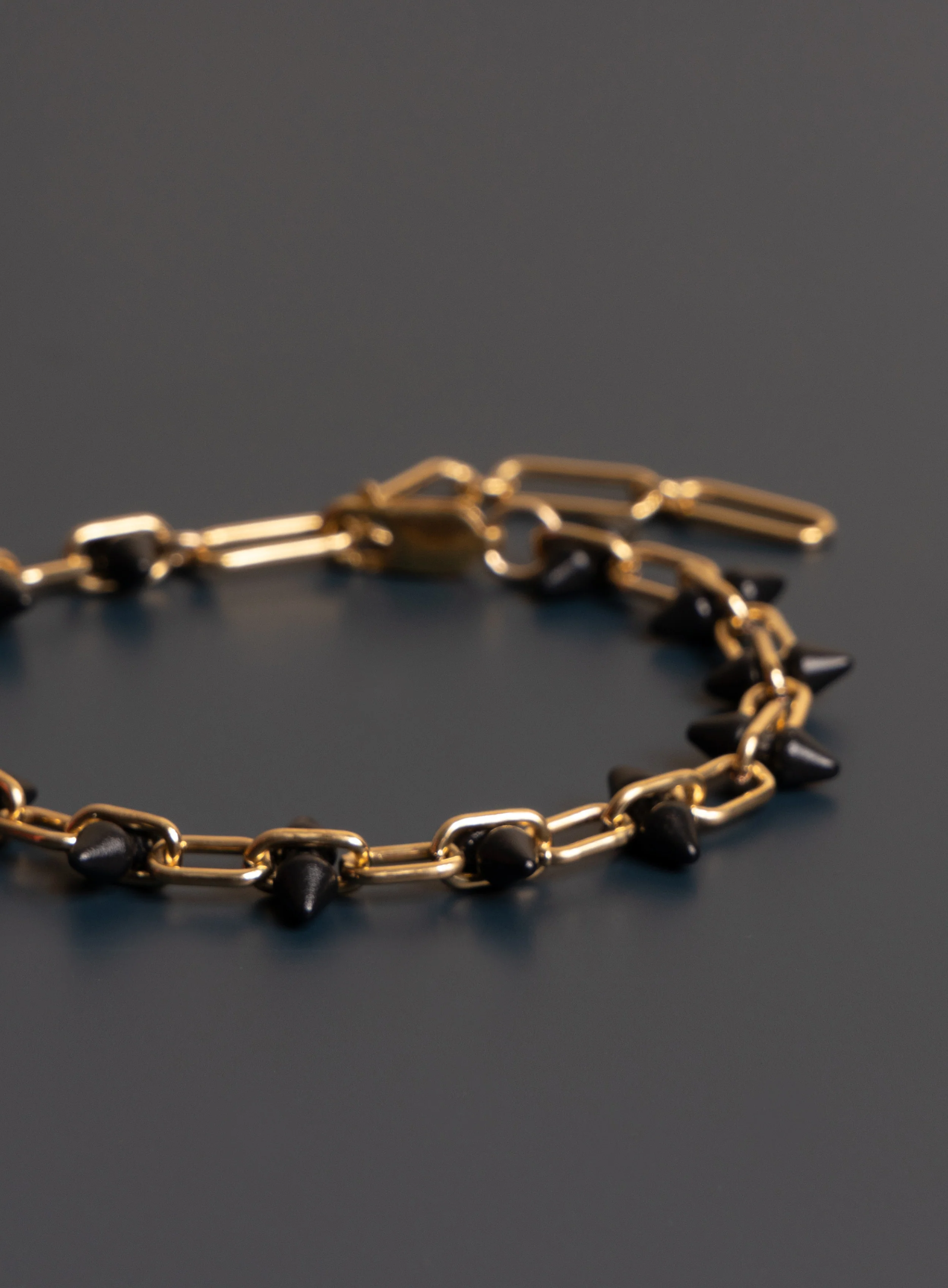 14k Gold Filled and Titanium Adjustable Spike Men's Bracelet - Image 3