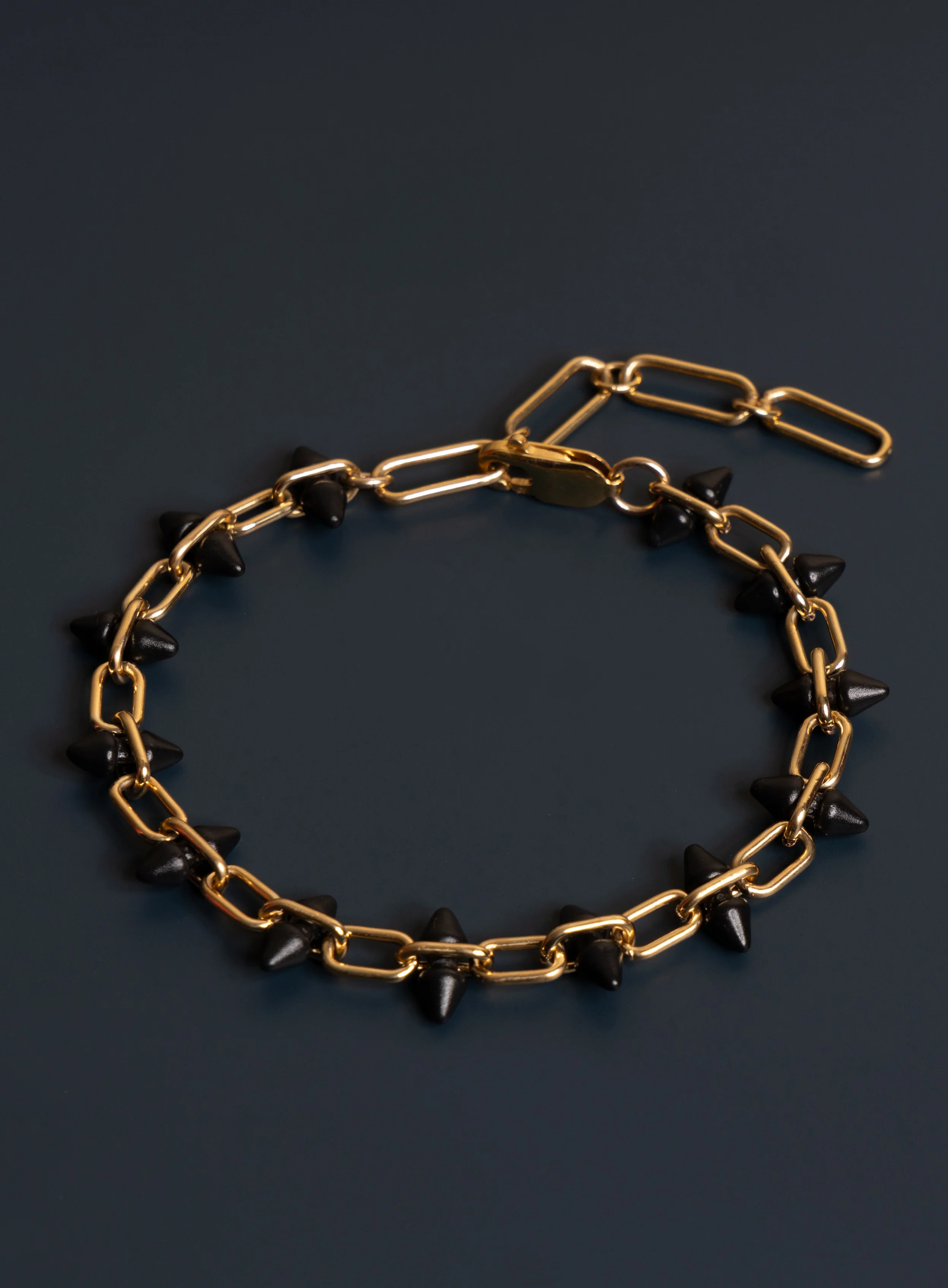 14k Gold Filled and Titanium Adjustable Spike Men's Bracelet - Image 5