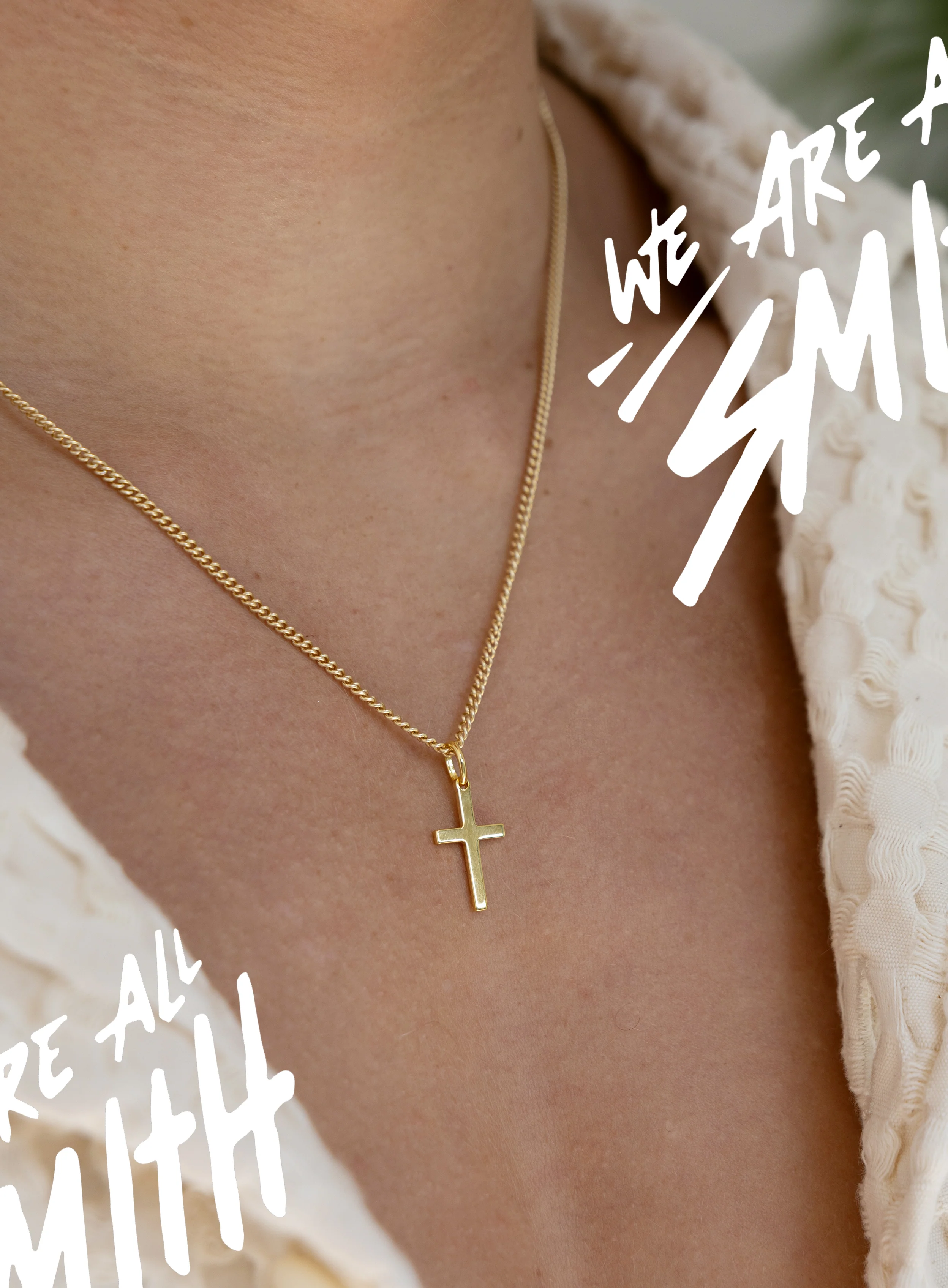 14k Gold Vermeil Small Cross on 14K Gold Filled Curb Chain - Image 4