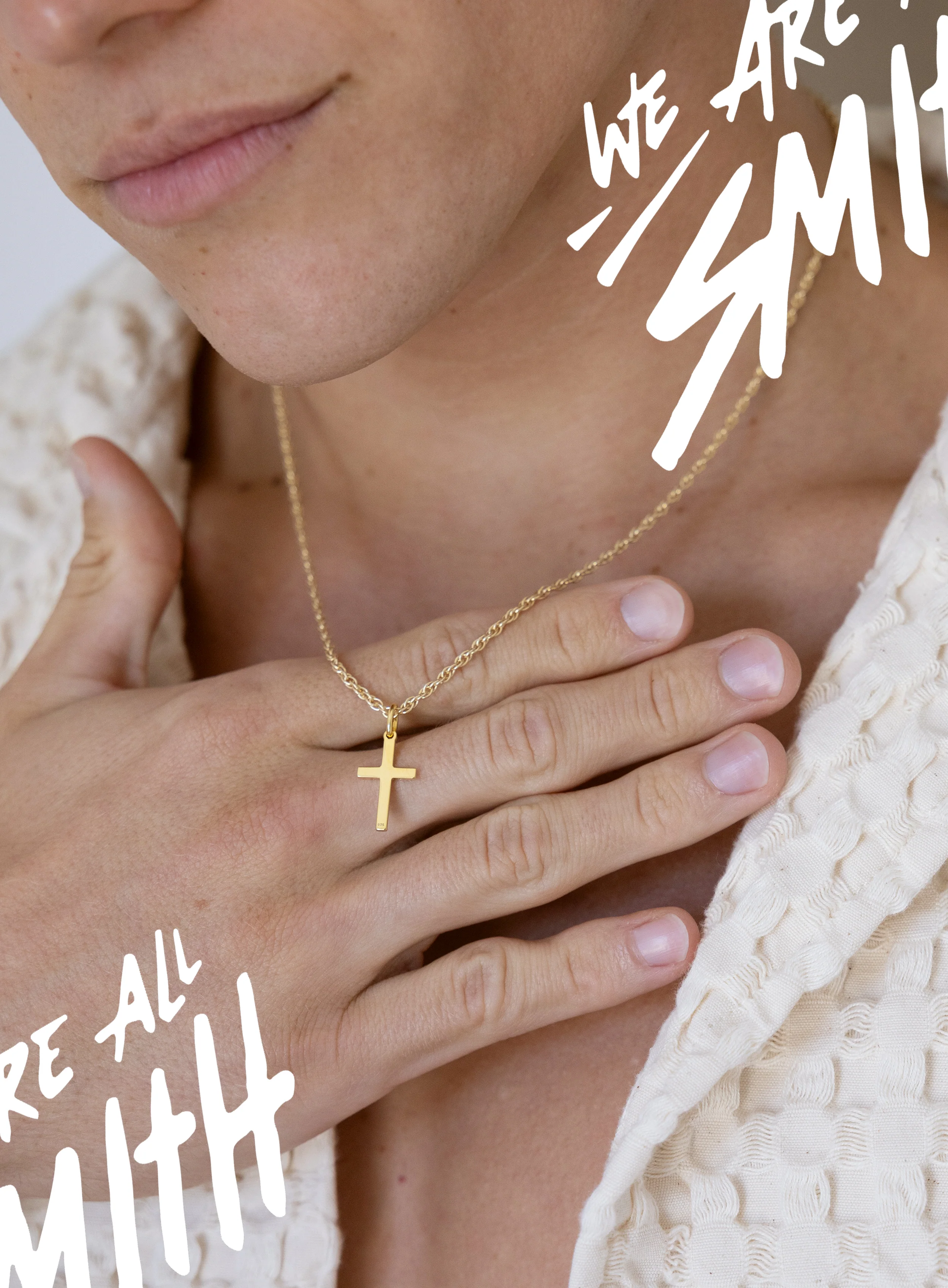 14k Gold Vermeil Small Cross on 14K Gold Filled Rope Chain - Image 8
