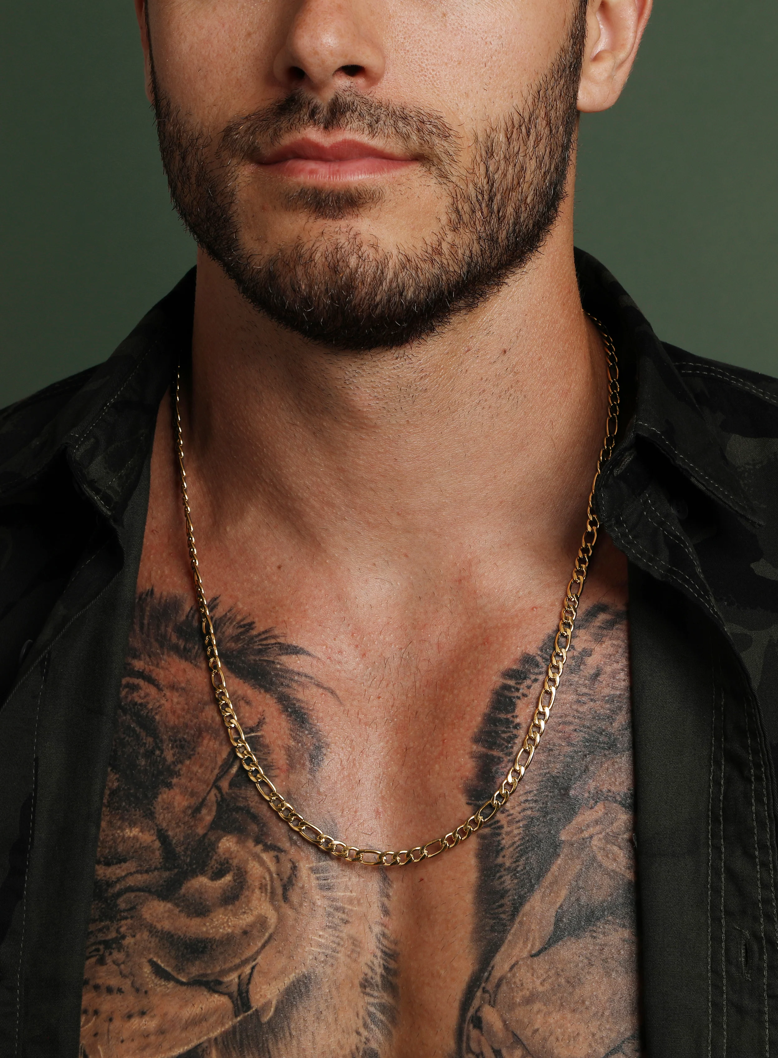 5mm Gold Figaro Chain Necklace for Men - Image 2