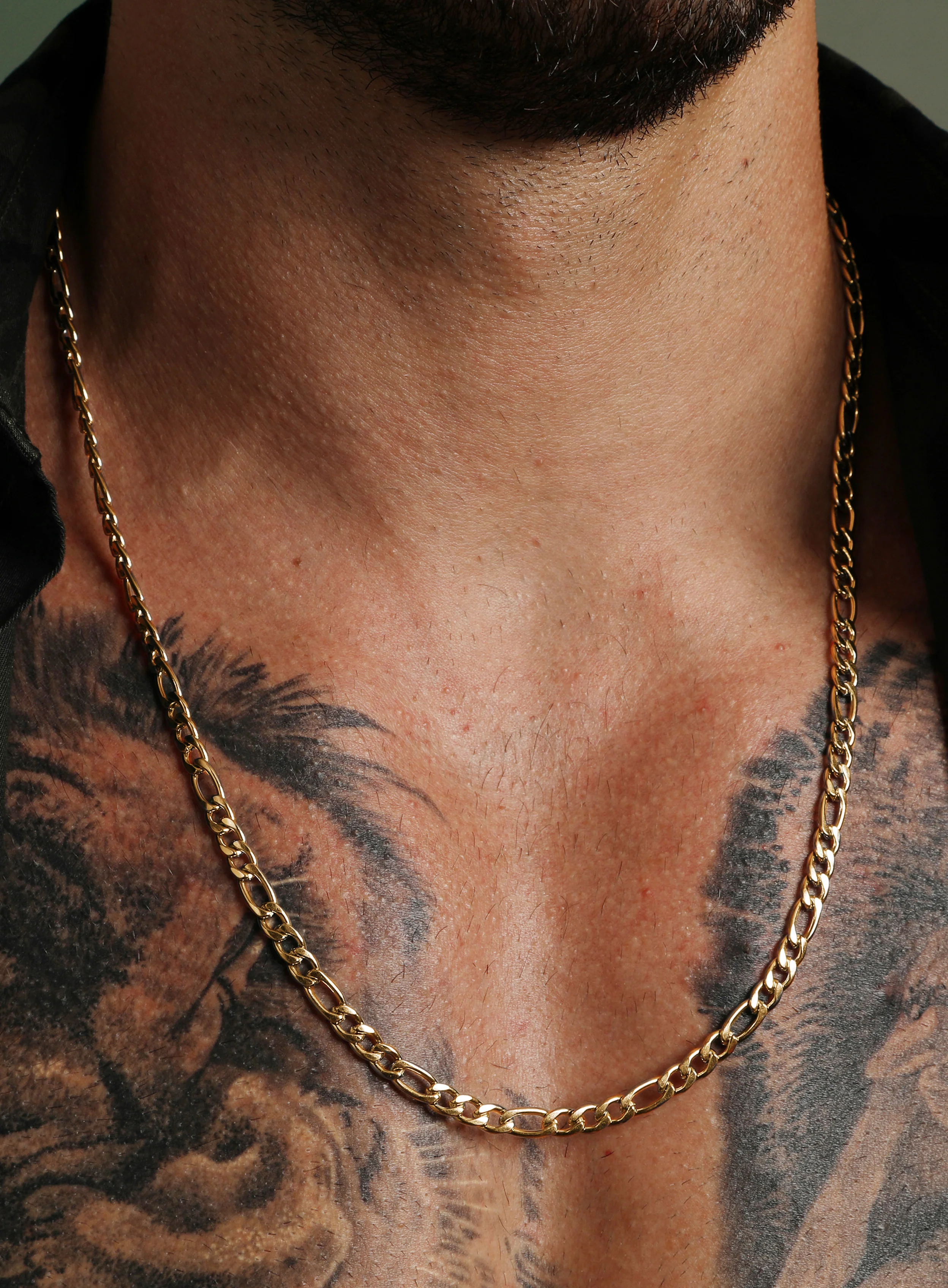 5mm Gold Figaro Chain Necklace for Men - Image 5