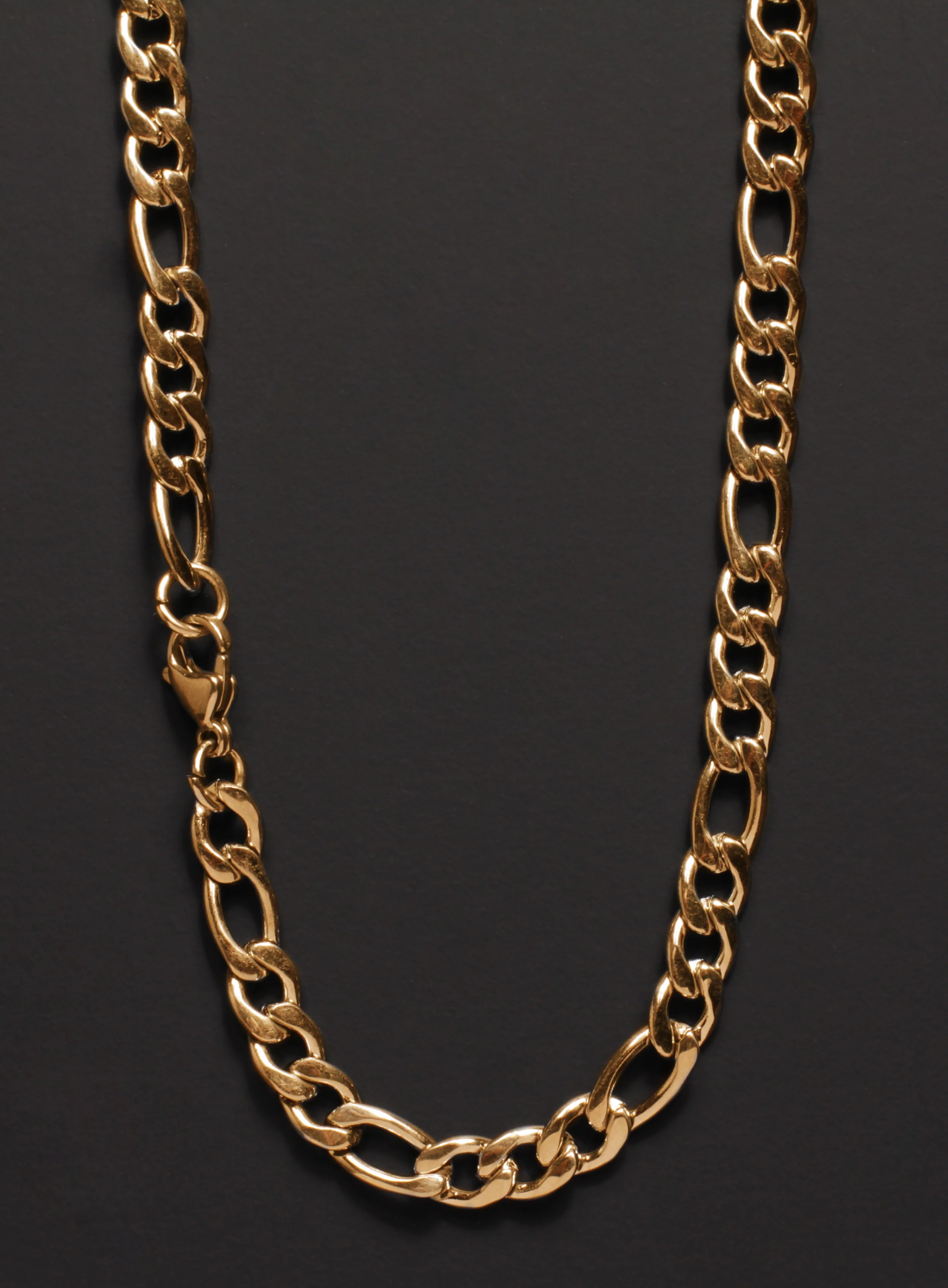 7mm Gold Figaro Chain Necklace for Men - Image 4