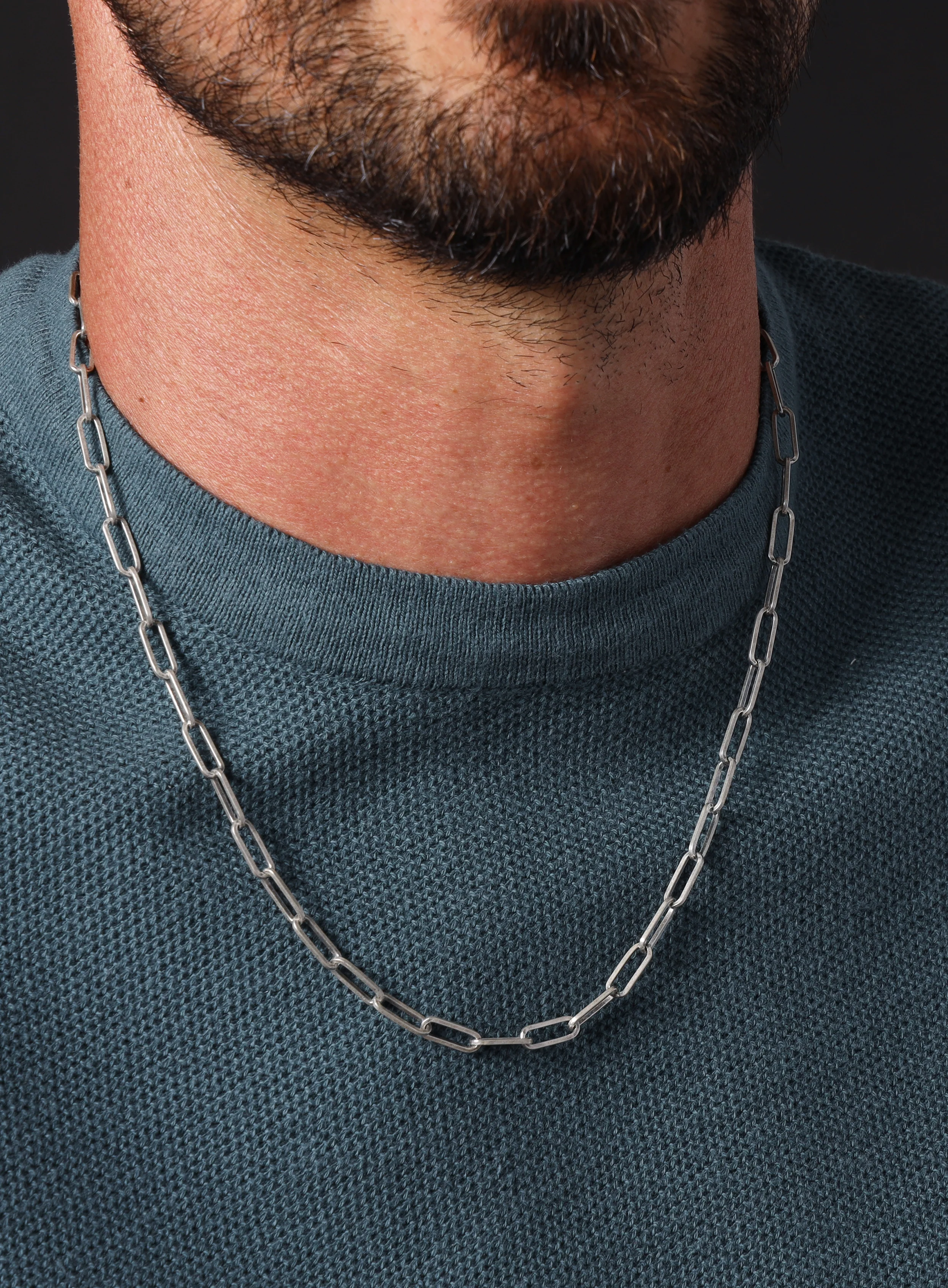 925 Oxidized Sterling Silver Cable "Clip" Chain - Image 7