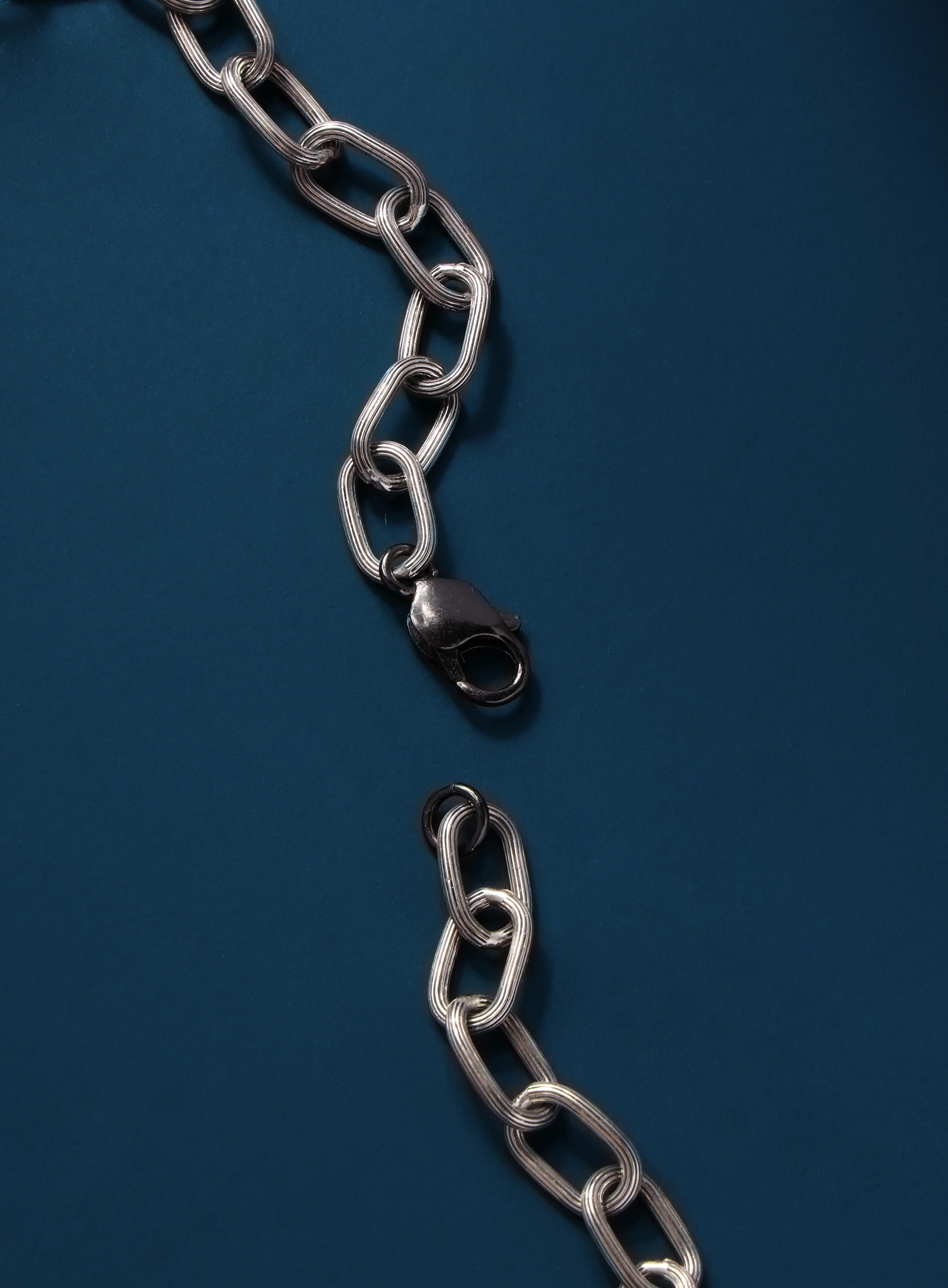 925 Oxidized Sterling Silver Chunky Oval Chain Necklace for Men - Image 10