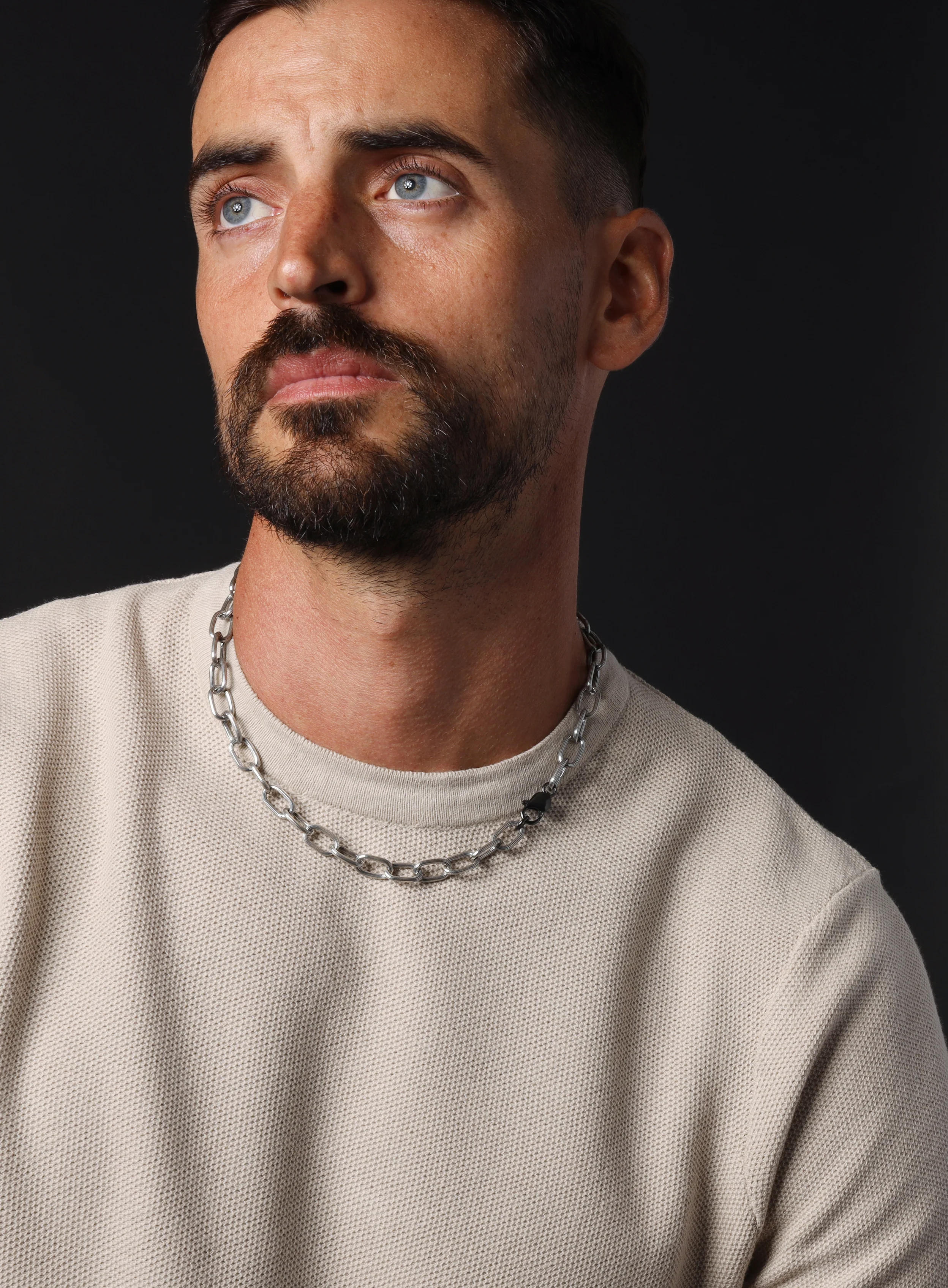 925 Oxidized Sterling Silver Chunky Oval Chain Necklace for Men - Image 5