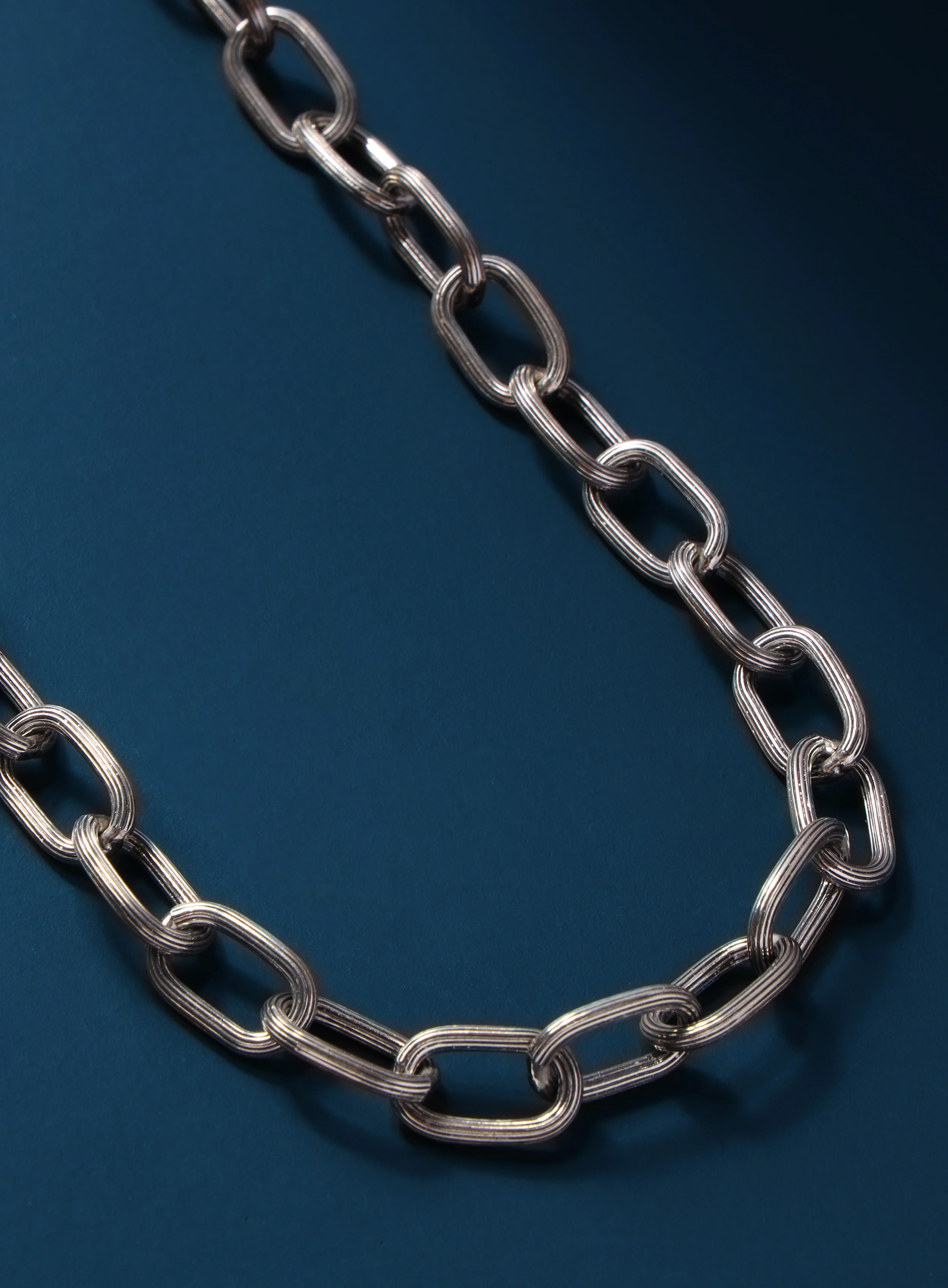 925 Oxidized Sterling Silver Chunky Oval Chain Necklace for Men - Image 6