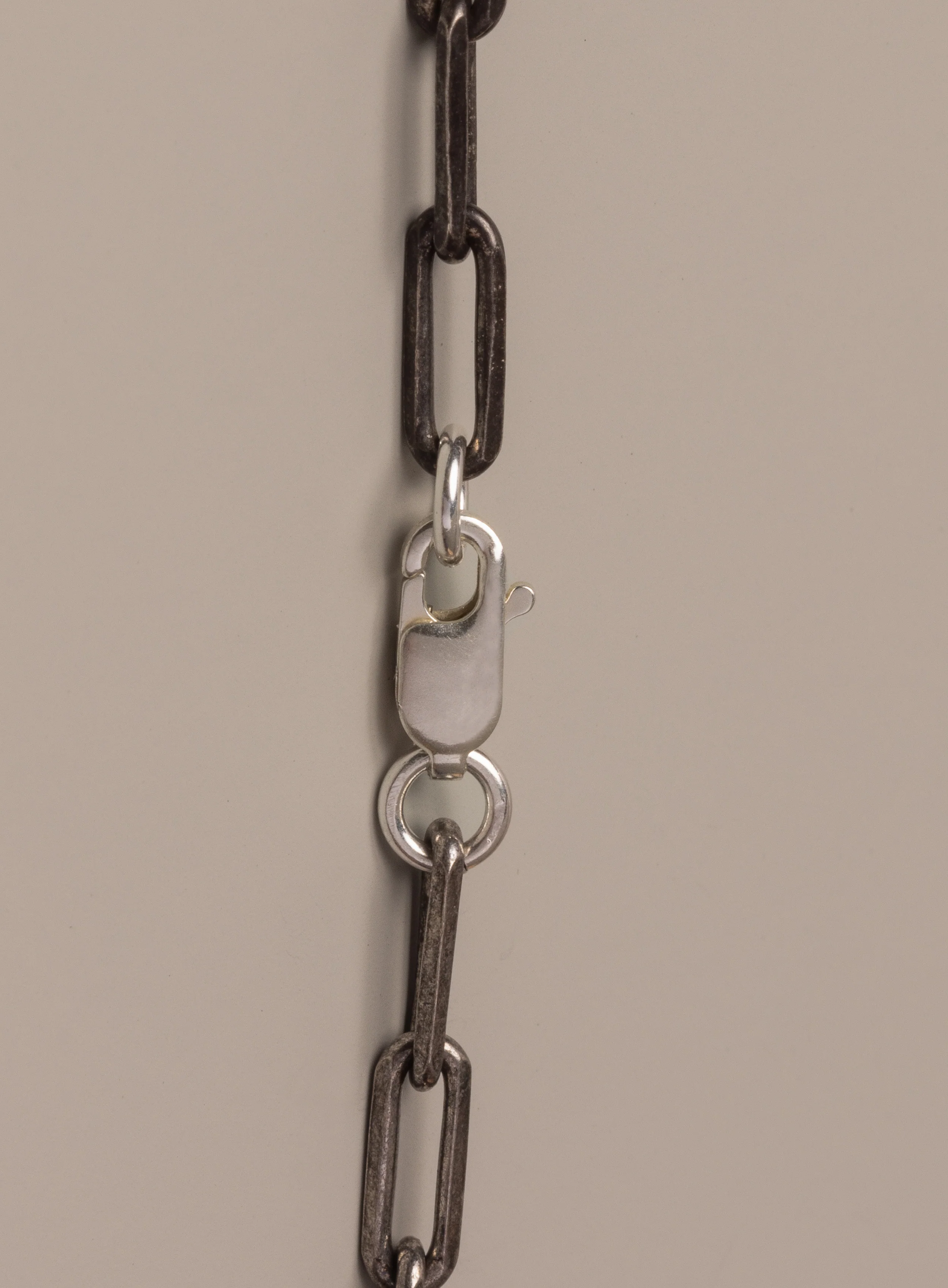 925 Oxidized Sterling Silver Elongated Cable Chain Necklace for Men - Image 6