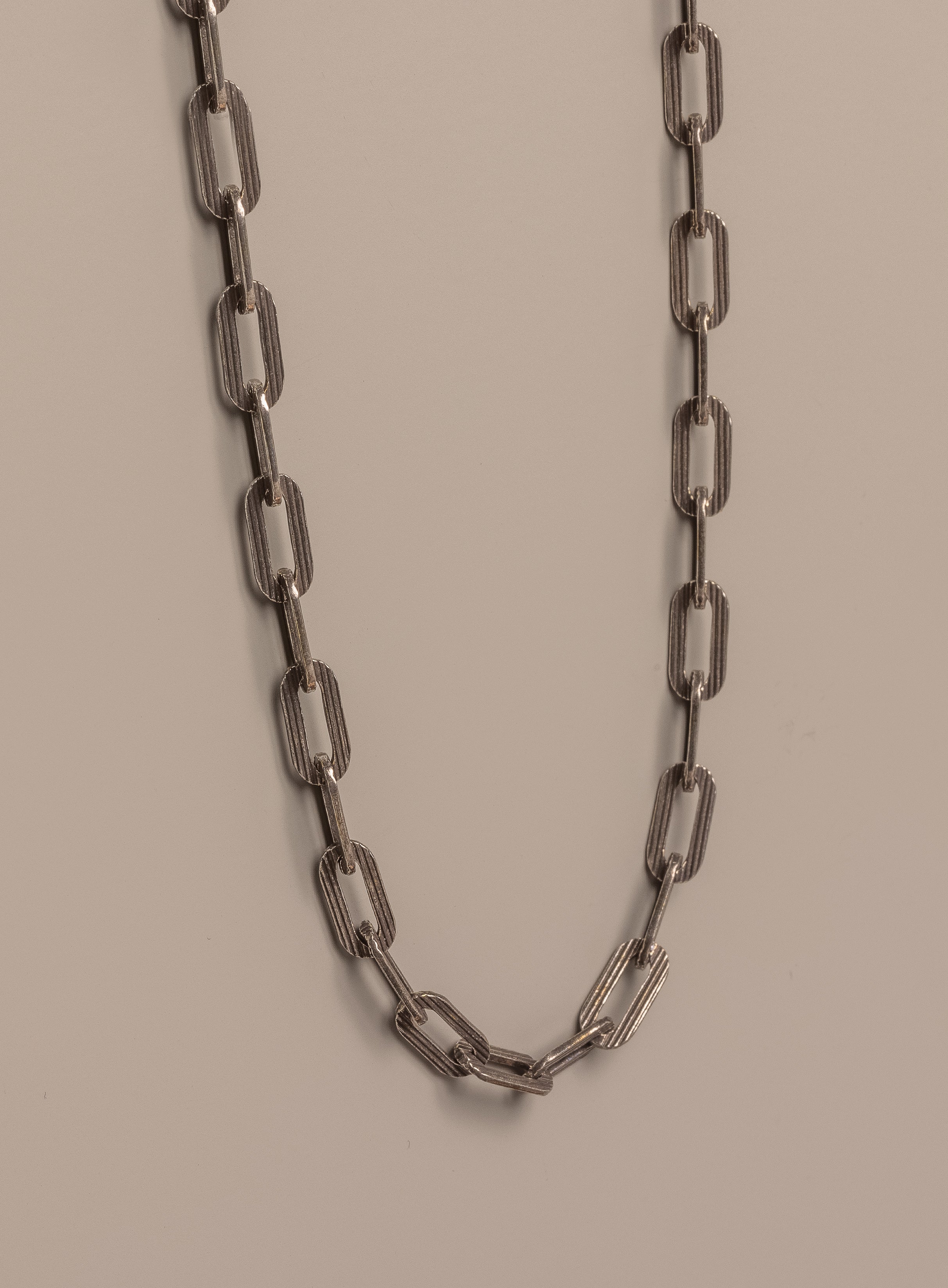 925 Oxidized Textured Elongated Sterling Silver Chain Necklace for Men - Image 5