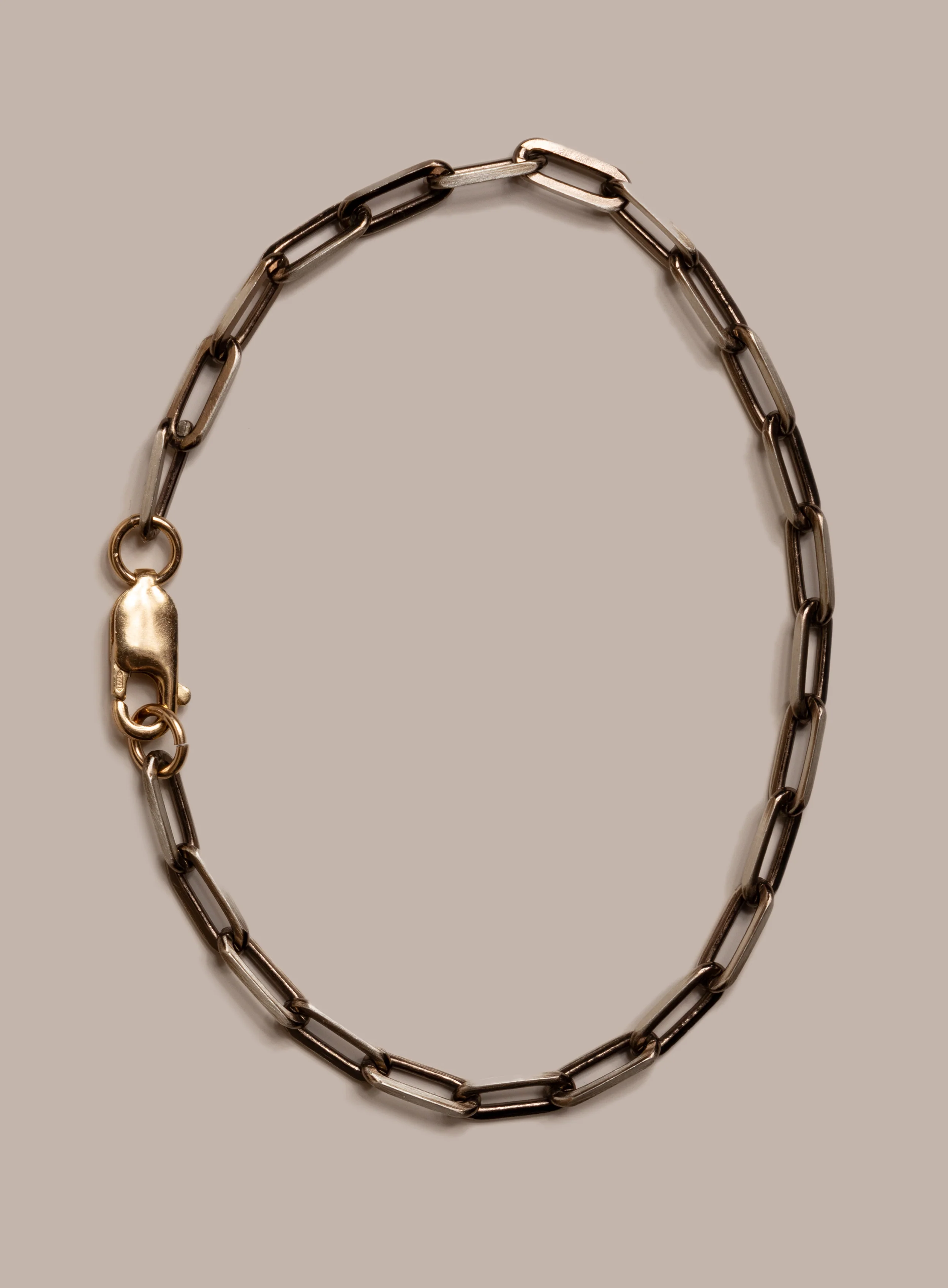 925 Sterling Silver / Chocolate Gold with 14k Gold Filled Clasp Chain Bracelet - Image 12