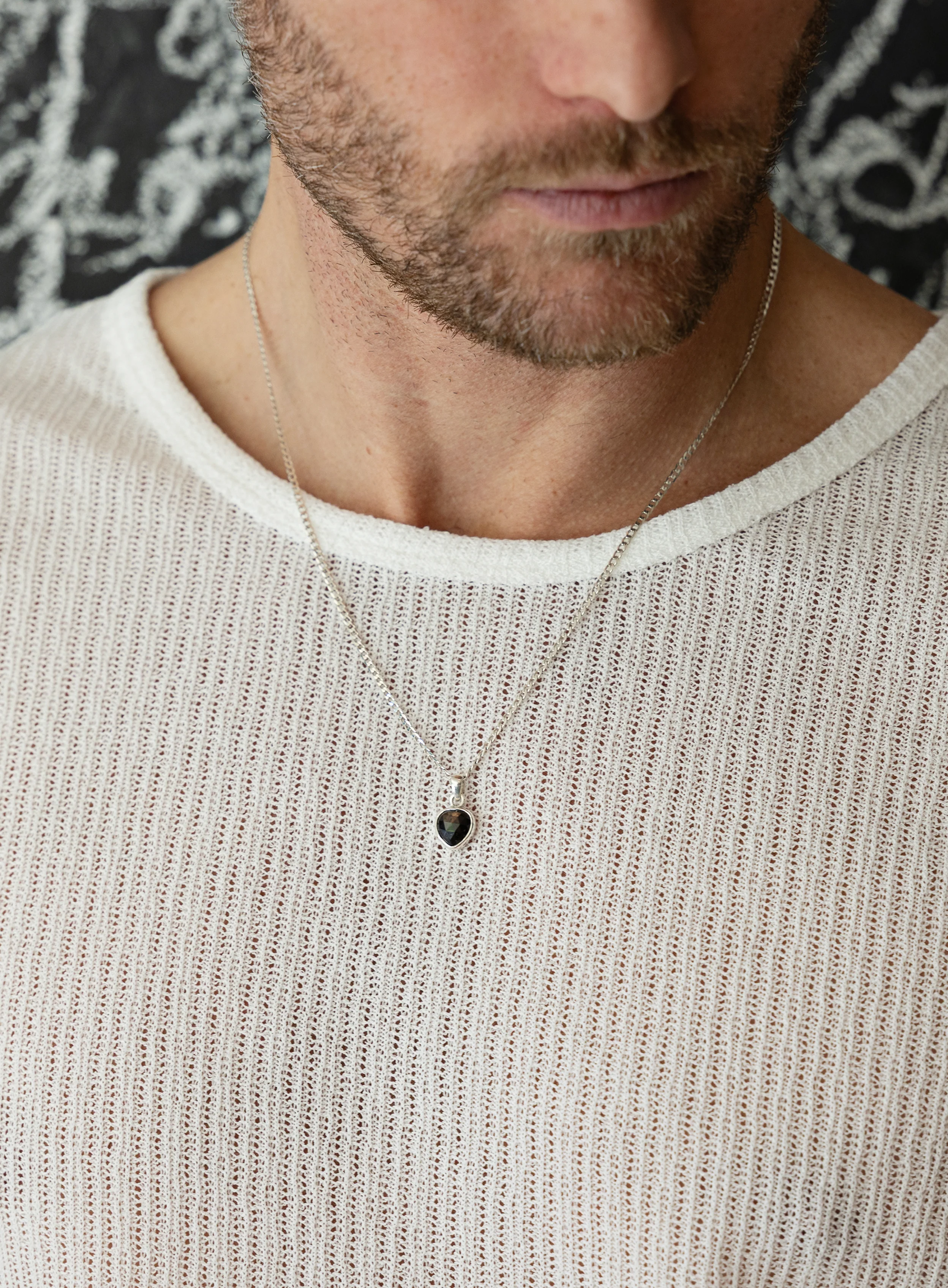 925 Sterling Silver Chocolate Sapphire Pendant on Sterling Cuban Chain - Image 3