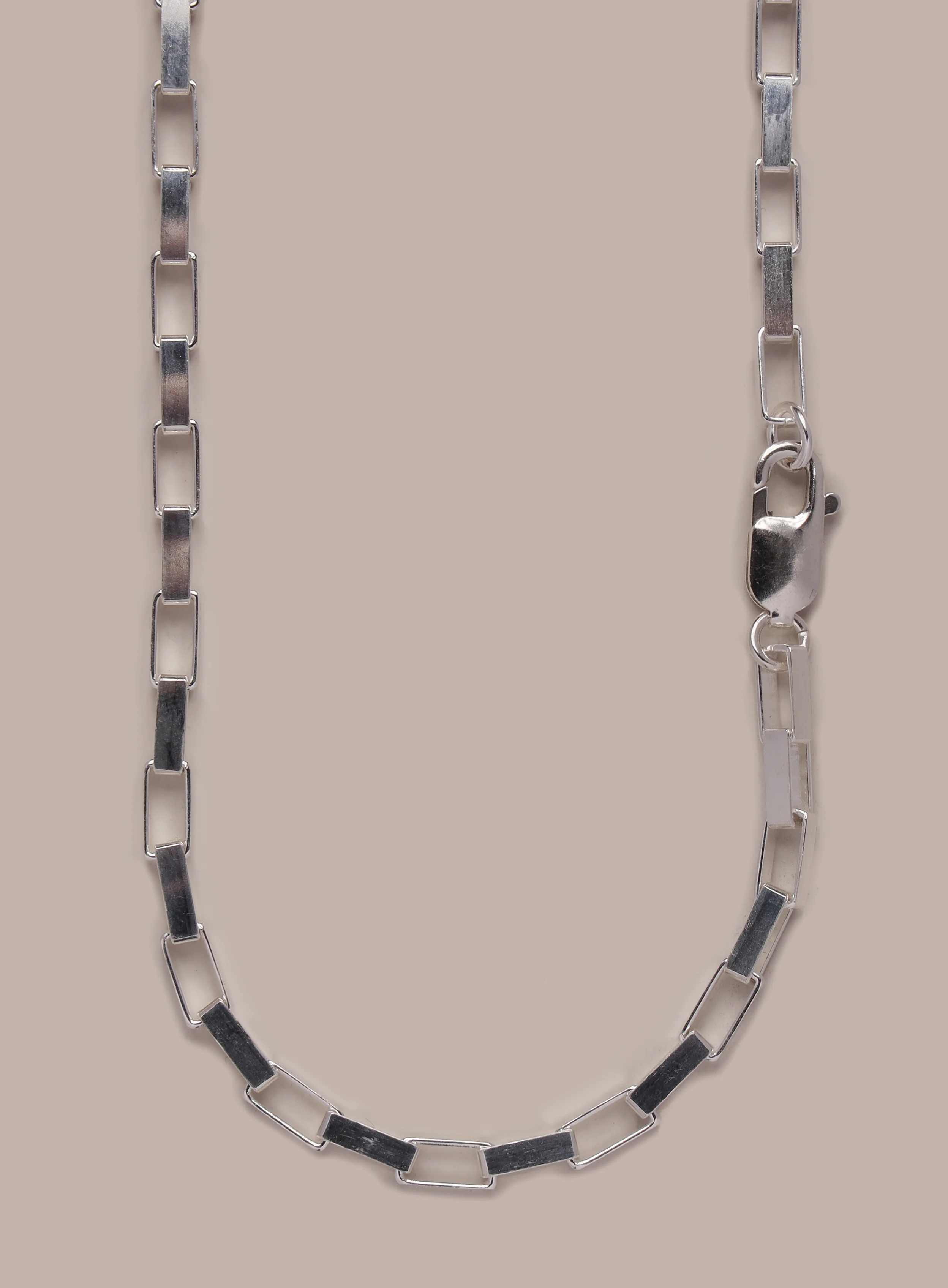 925 Sterling Silver Elongated Box Chain Necklace for Men - Image 2
