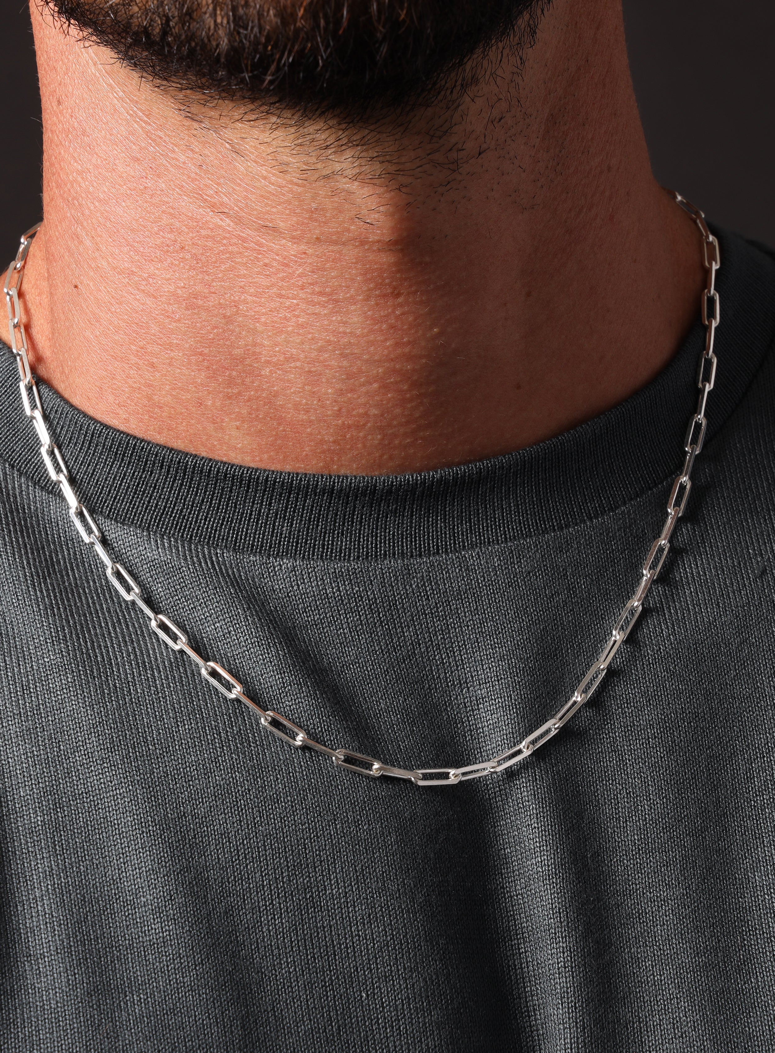 925 Sterling Silver Elongated Cable Chain Necklace for Men - Image 10