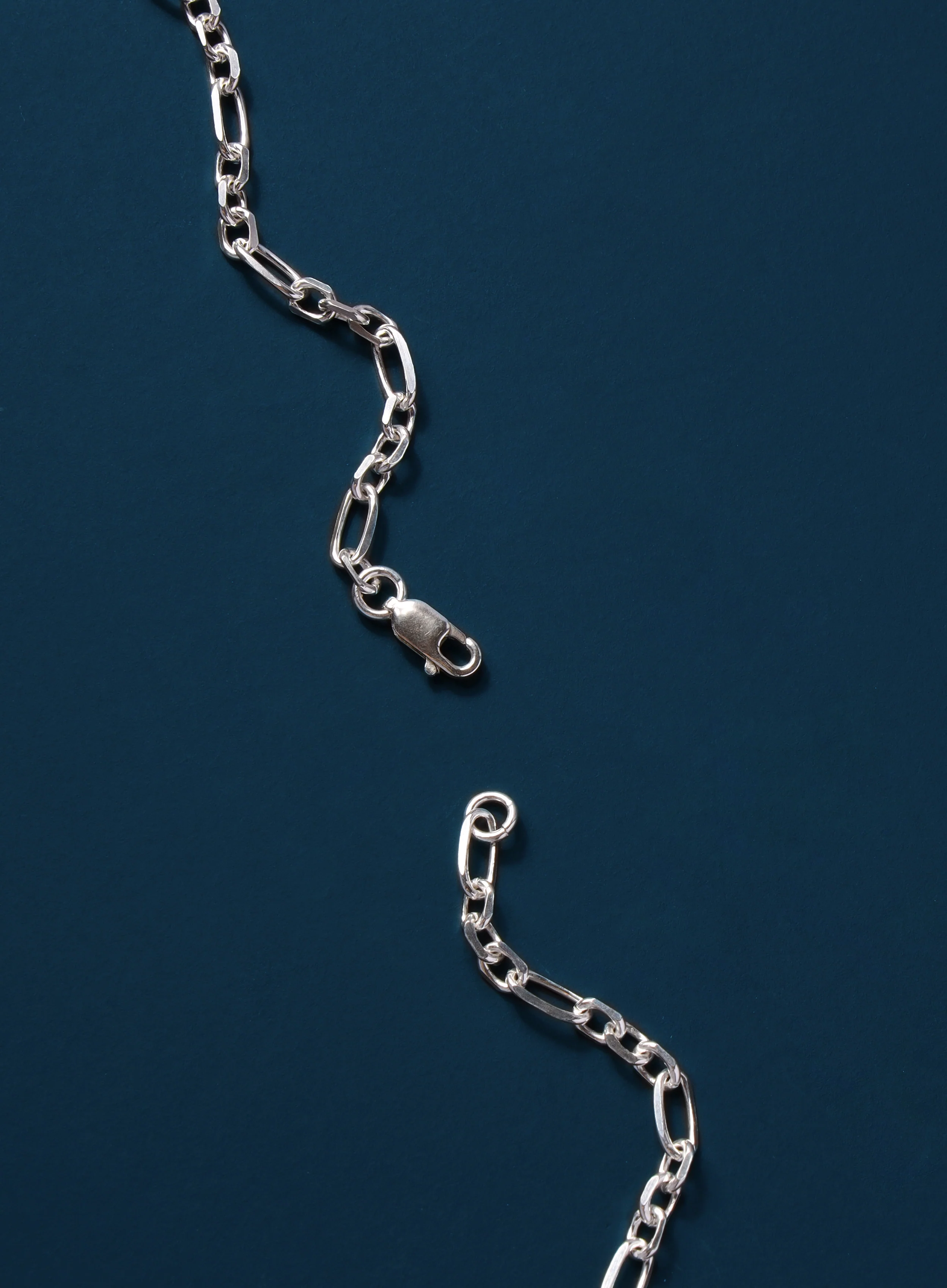 925 Sterling Silver Figaro Inspired Chain Necklace for Men - Image 8