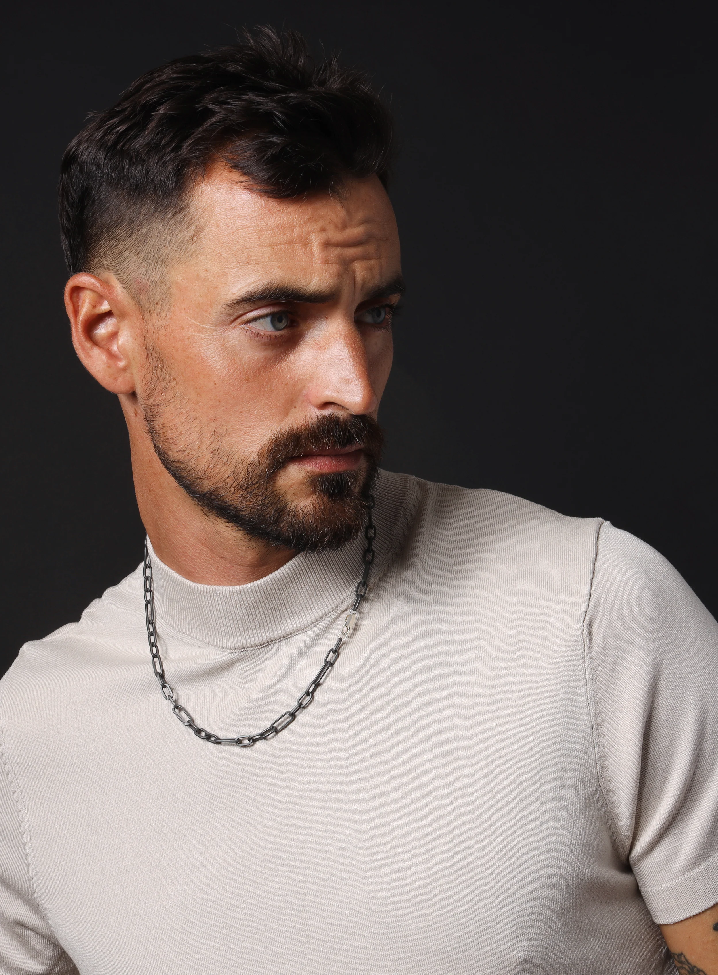 925 Titanium Coated Sterling Silver Figaro Inspired Chain Necklace for Men - Image 4