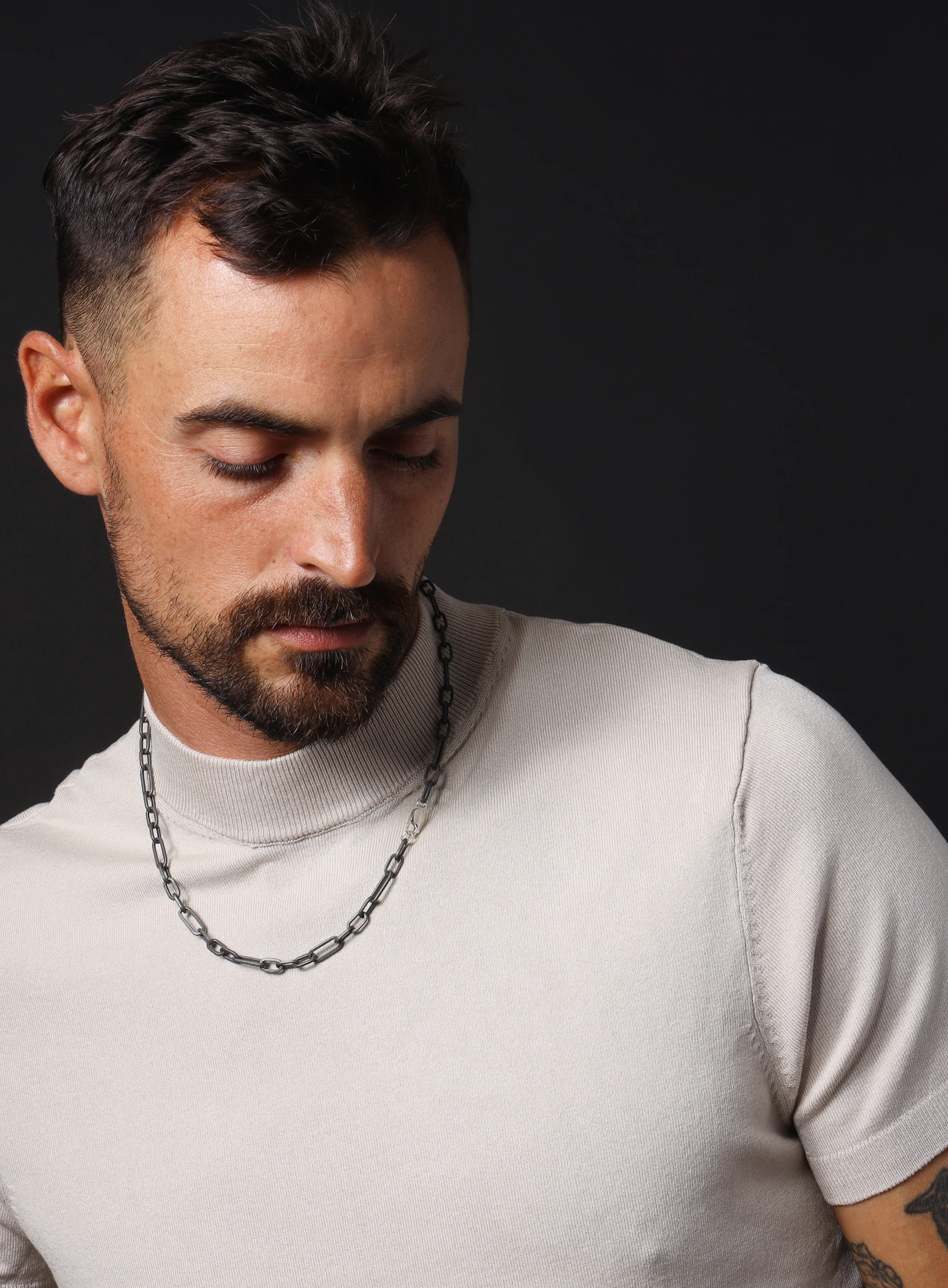 925 Titanium Coated Sterling Silver Figaro Inspired Chain Necklace for Men - Image 6
