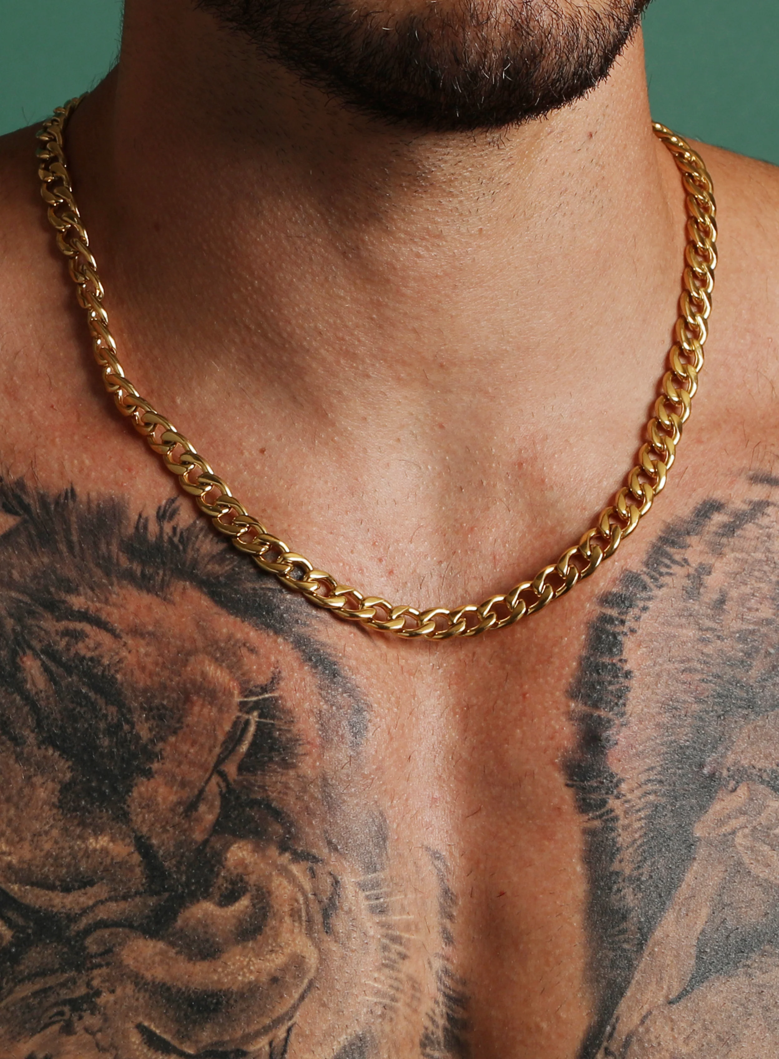 9mm Gold Curb Chain Necklace for Men - Image 5