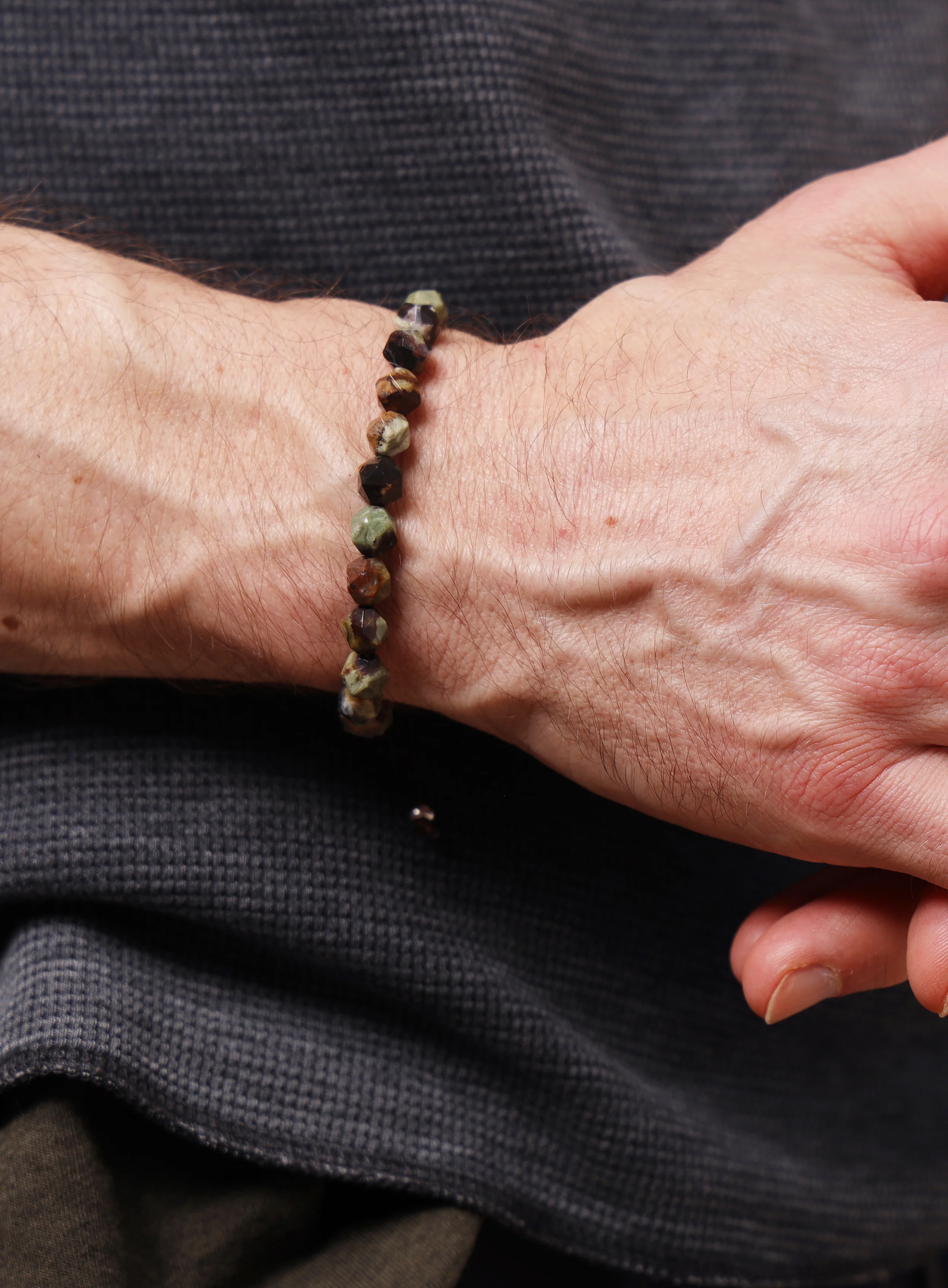 African Turquoise and Sterling Silver Bead Bracelet for Men - Image 10