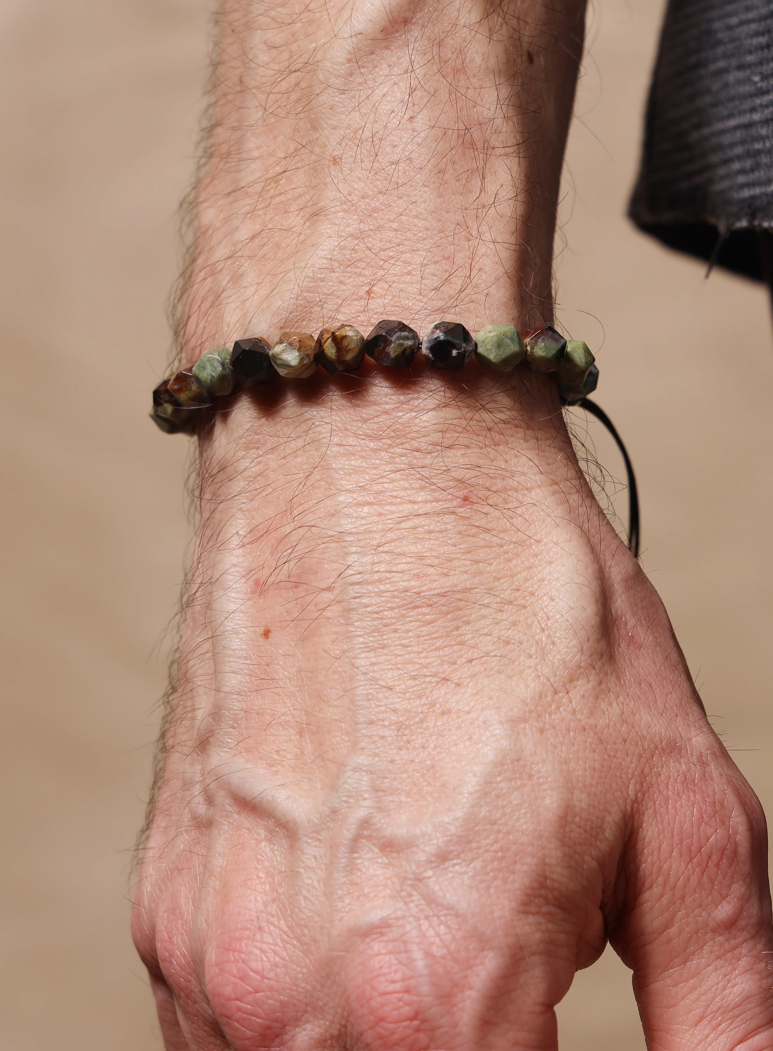 African Turquoise and Sterling Silver Bead Bracelet for Men - Image 2