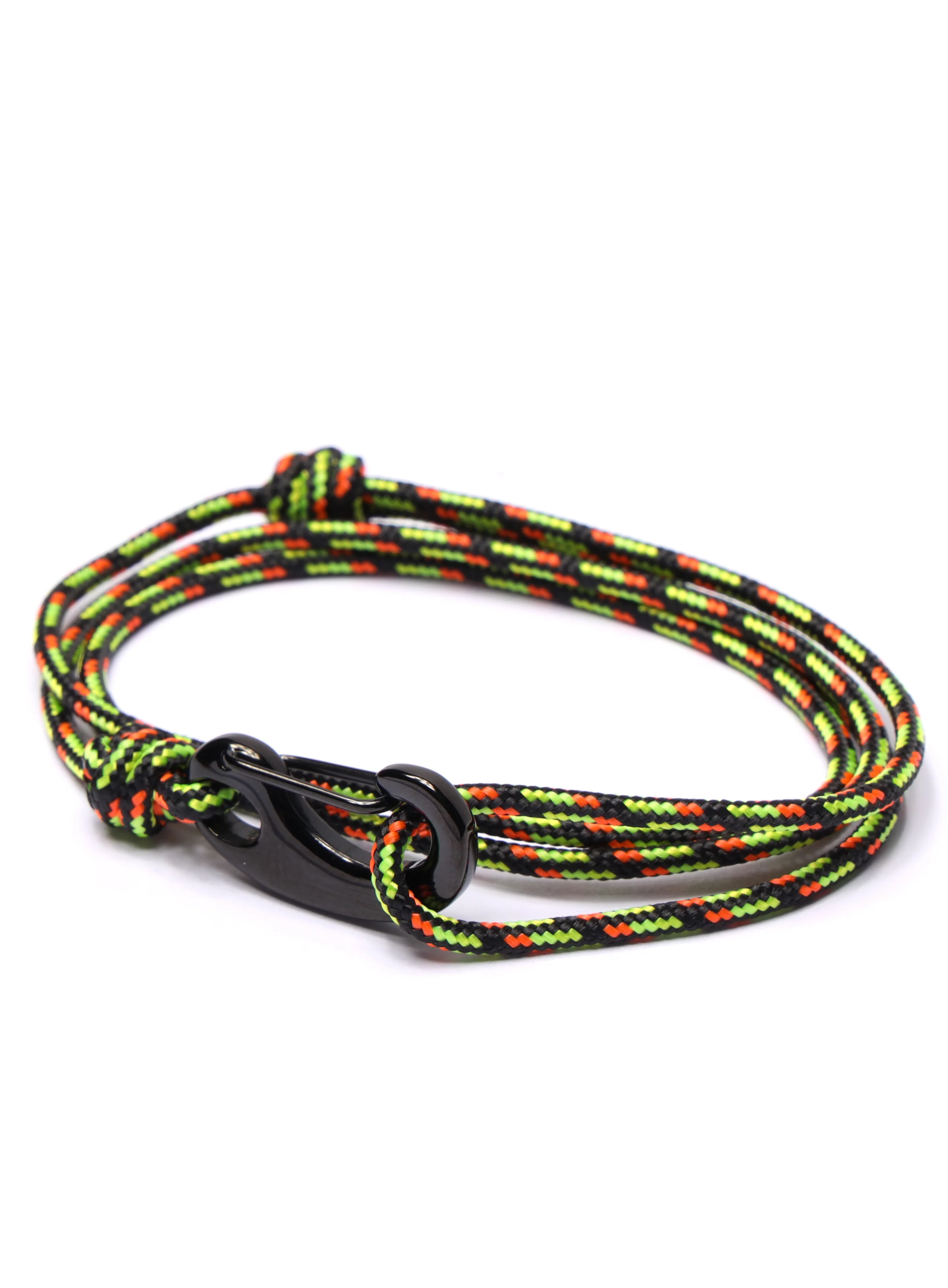 Black & Orange Tactical Cord Bracelet for Men (Black Clasp) - Image 3