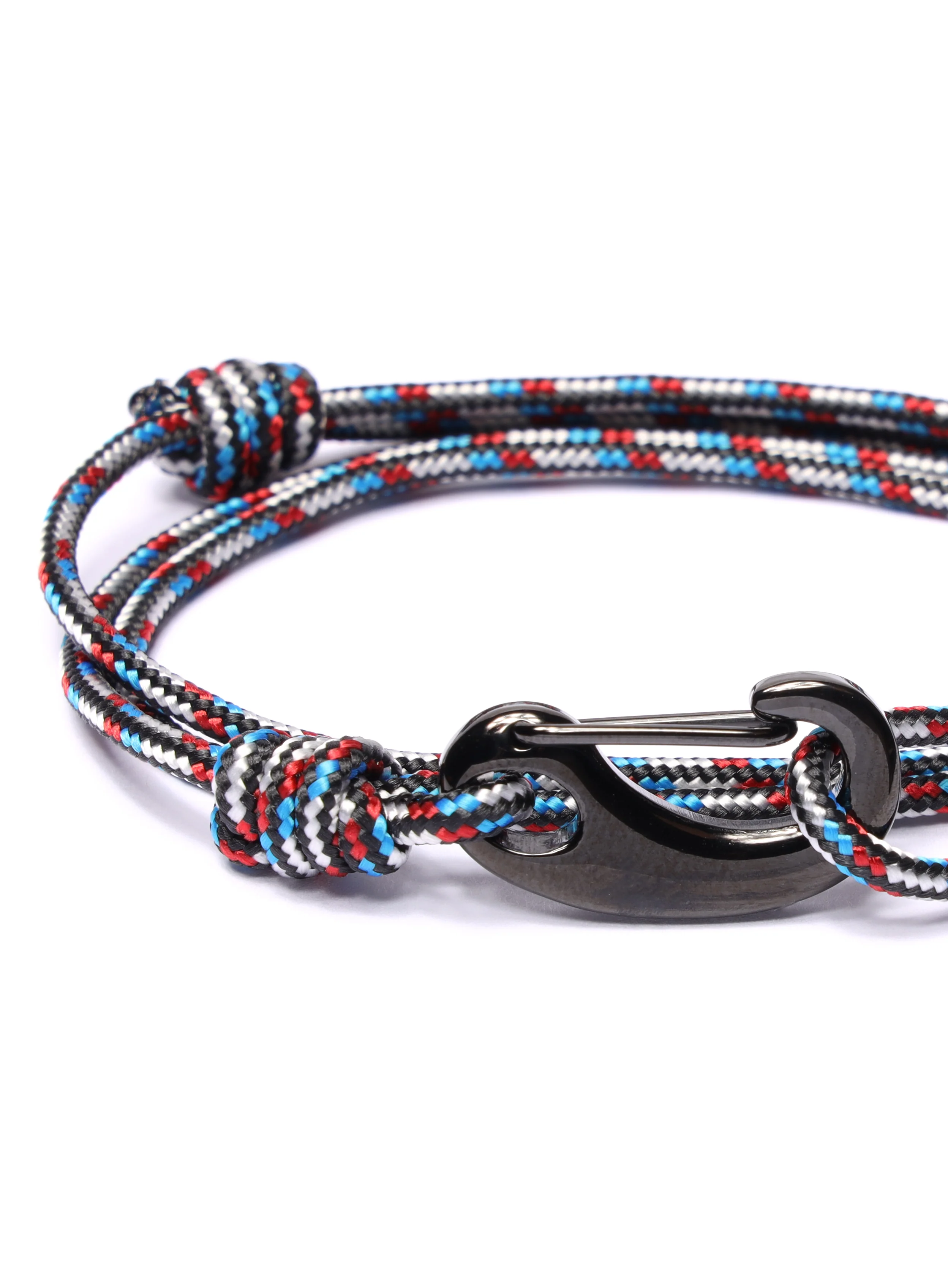 Black, Red and Blue Tactical Cord Bracelet for Men (Black Clasp - 21K) - Image 3