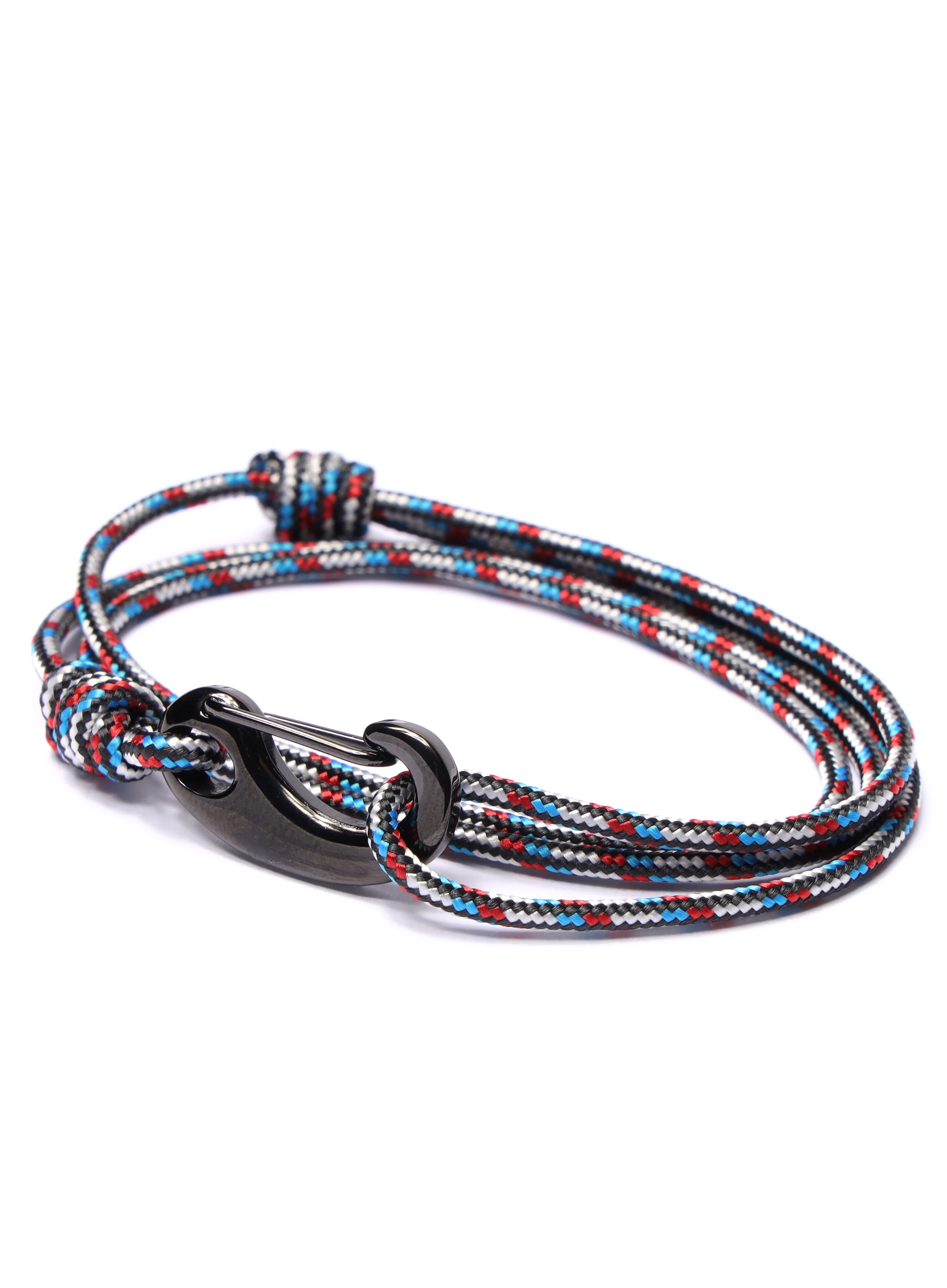 Black, Red and Blue Tactical Cord Bracelet for Men (Black Clasp - 21K) - Image 5