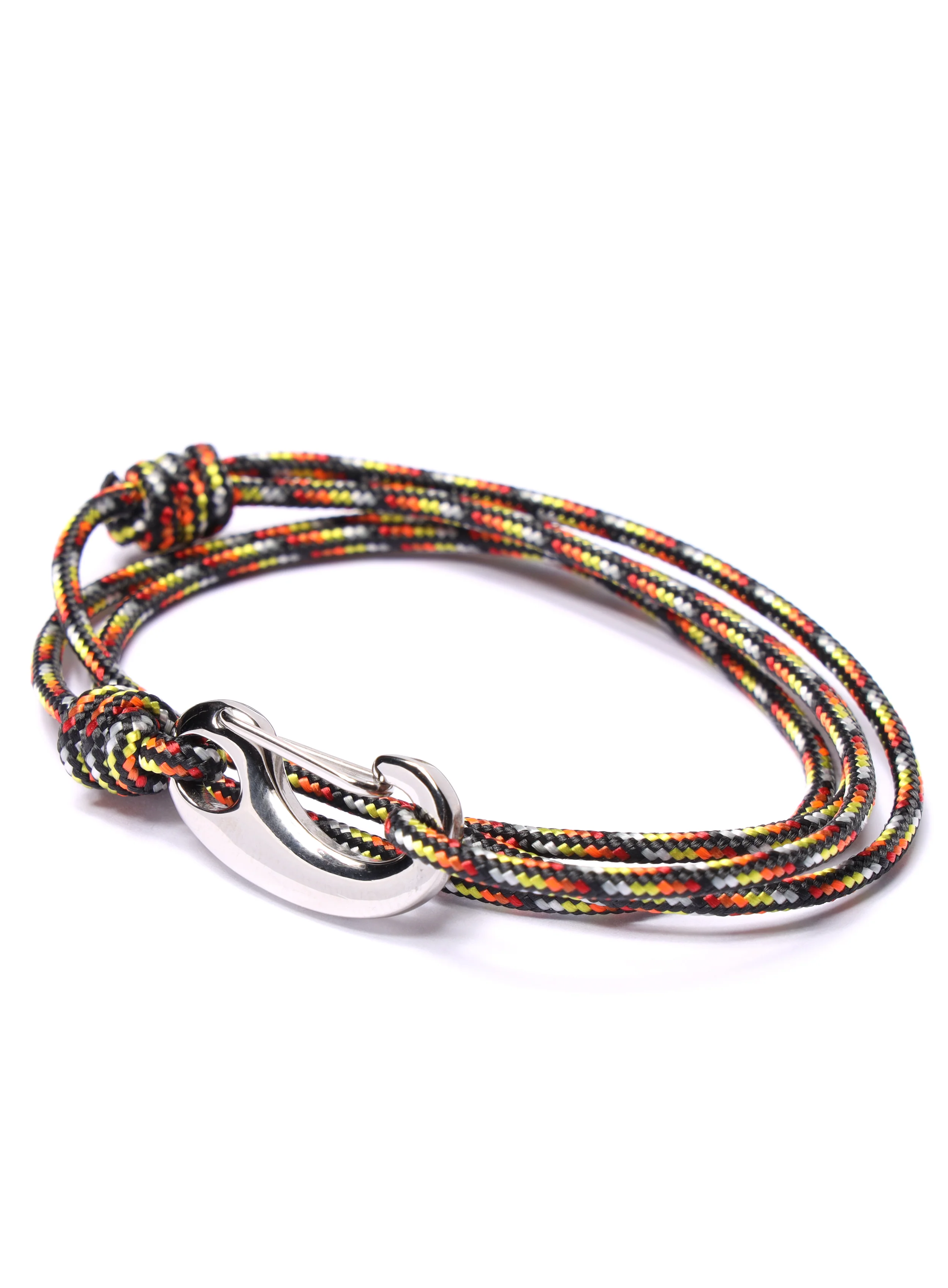 Black, Red and Orange Tactical Cord Bracelet for Men (Silver Clasp -23S) - Image 3