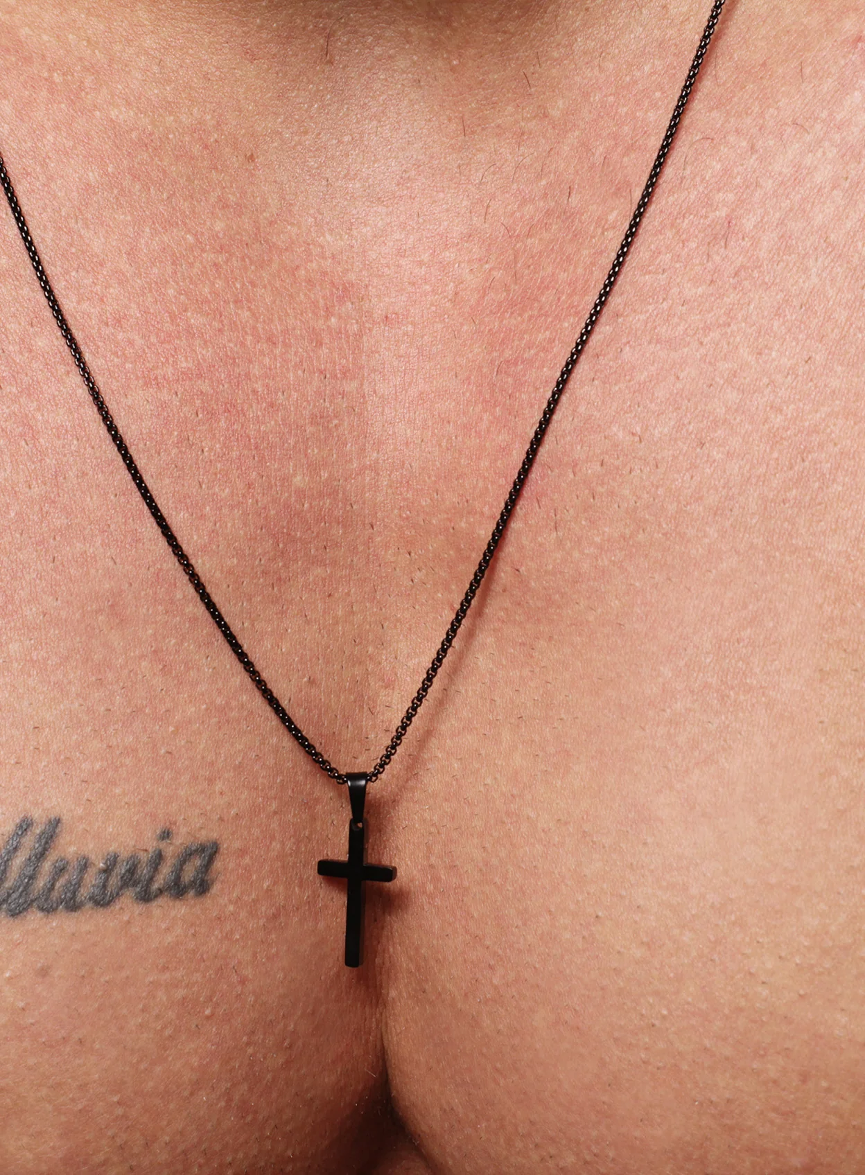 SMALL BLACK CROSS NECKLACE FOR MEN - Image 3