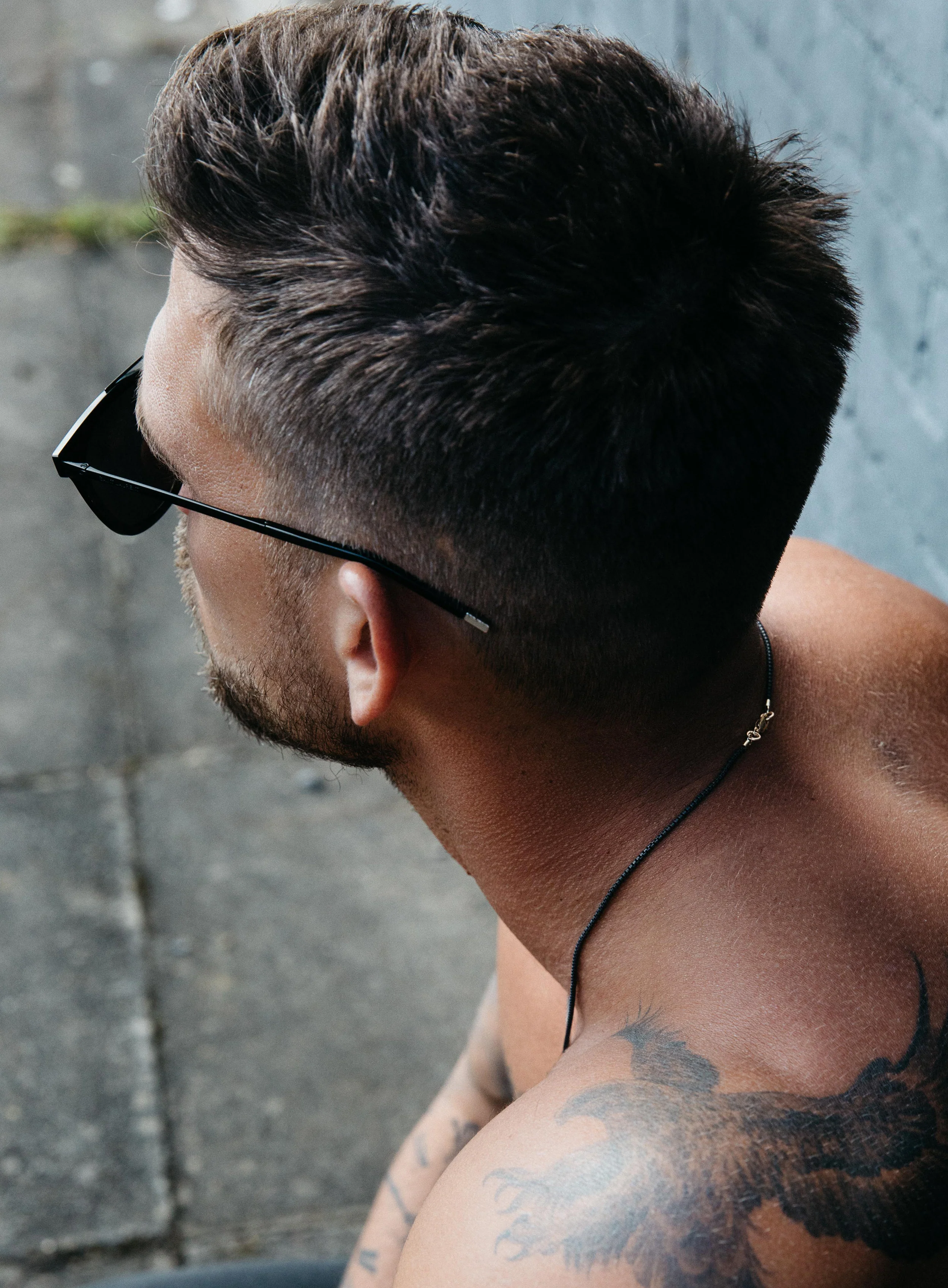 Black Titanium Round Box Chain Necklace for Men - Image 11