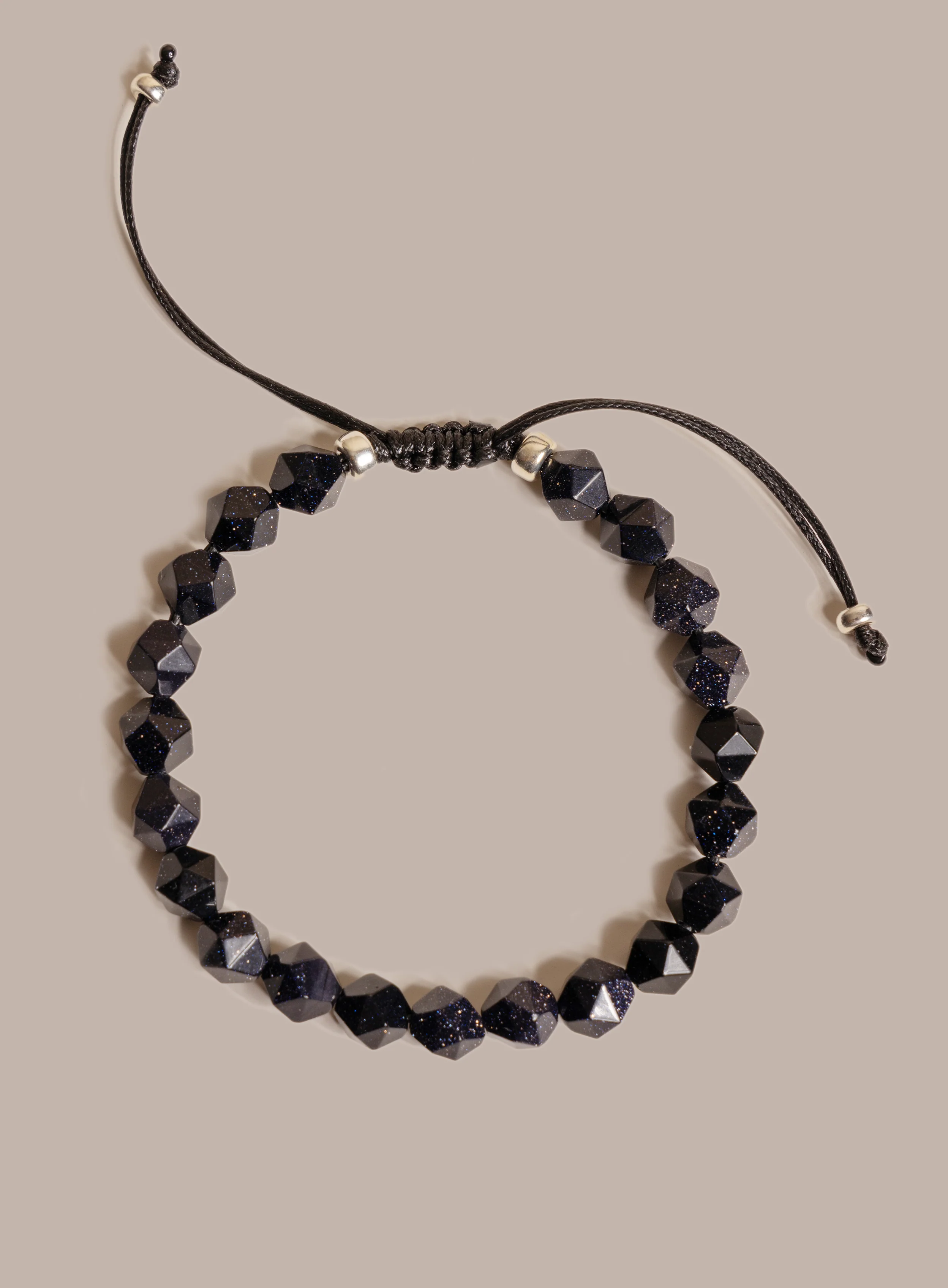 Blue Goldstone and Sterling Silver Men's Bead Bracelet - Image 8