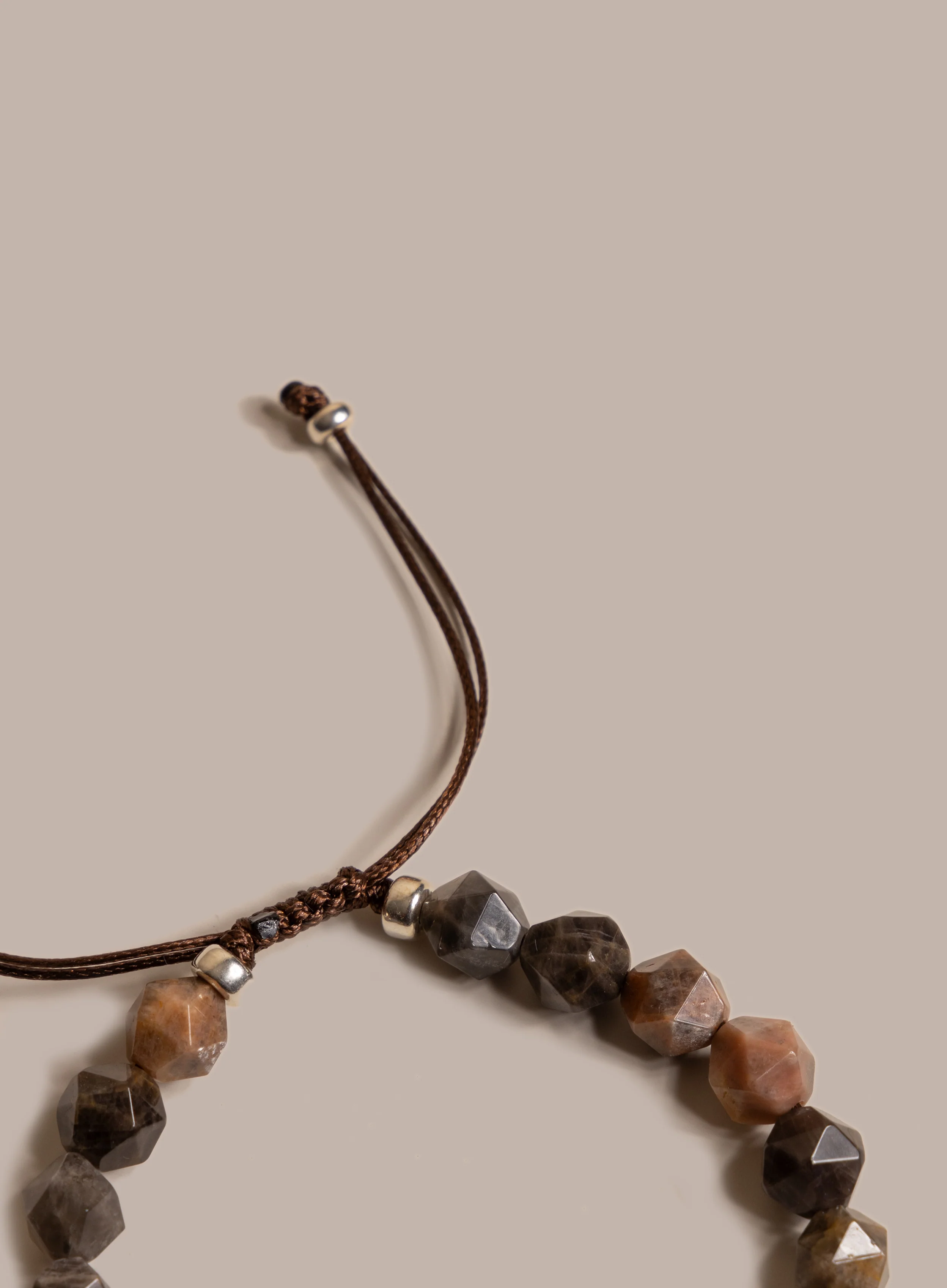 Chocolate Sunstone and Sterling Silver Men's Bead Bracelet - Image 7