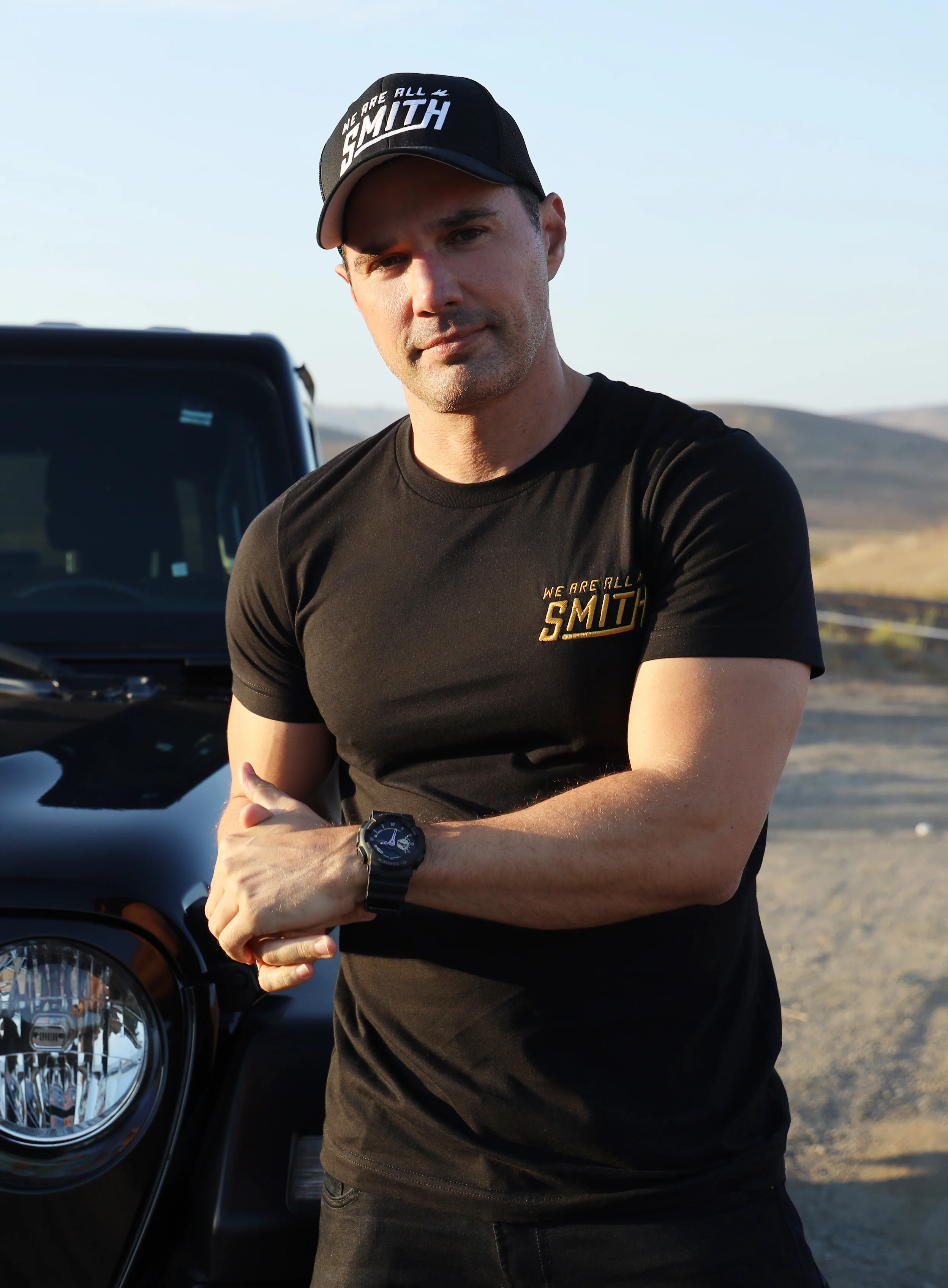 Closed-back black We Are All Smith trucker cap - Image 5