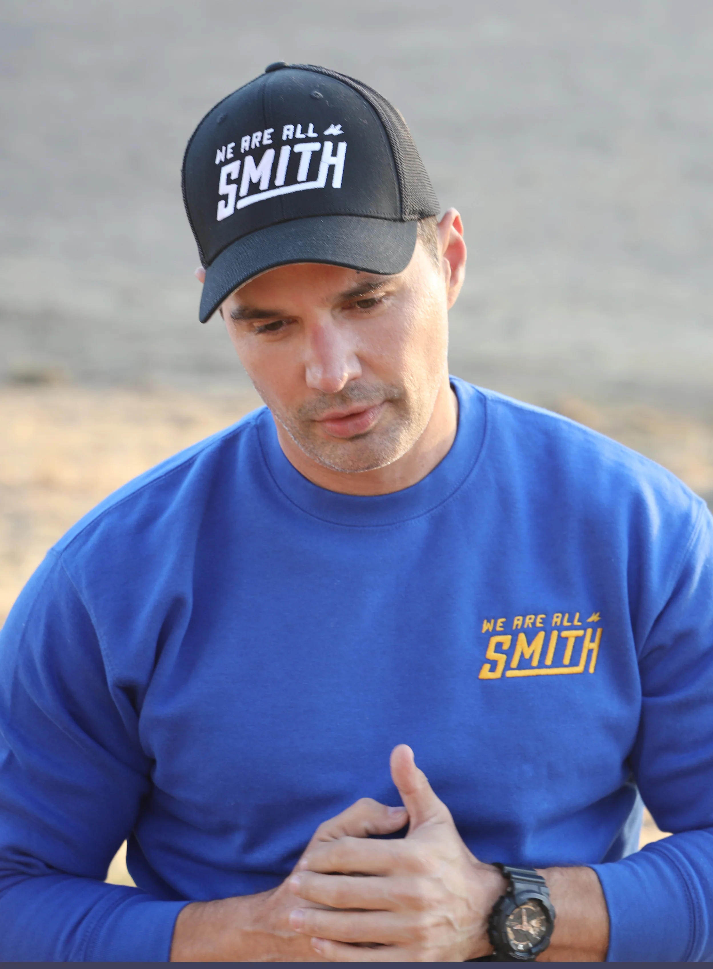 Closed-back black We Are All Smith trucker cap - Image 8