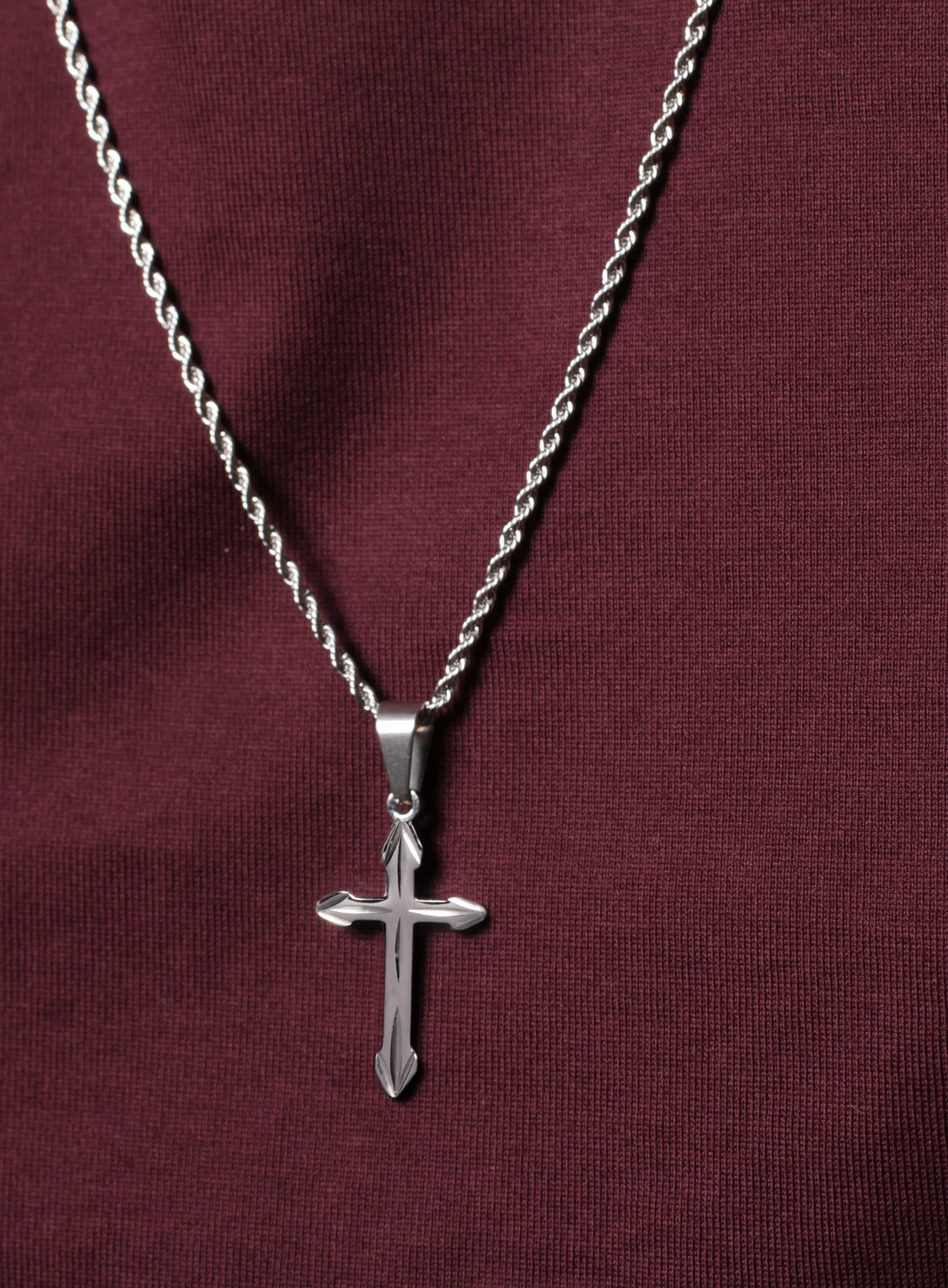 Cross Necklace for Men with Rope Chain - Image 3