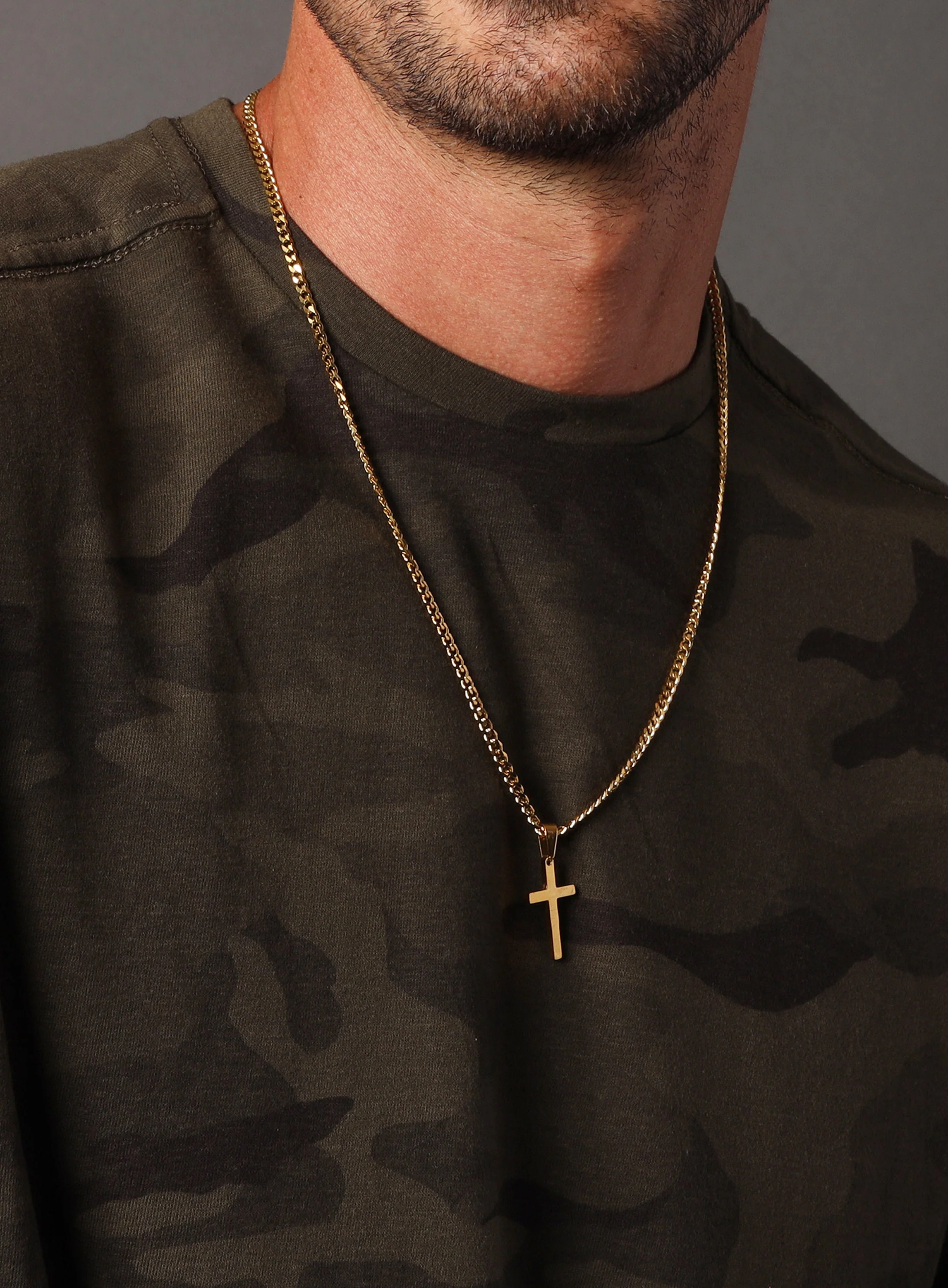 Cuban Chain Gold Cross Necklace for Men - Image 3