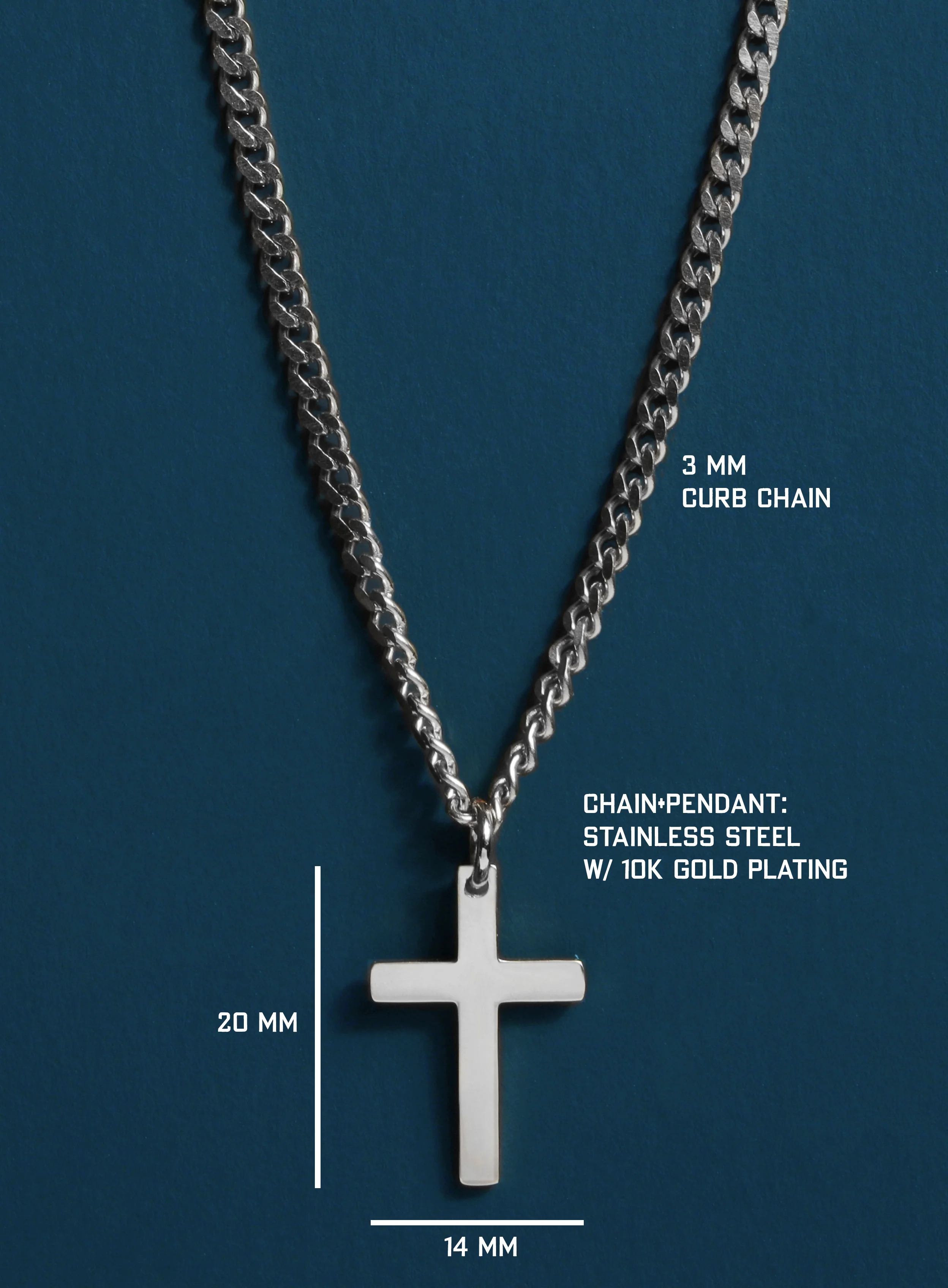 Cuban Chain Stainless Steel Cross Necklace - Image 4
