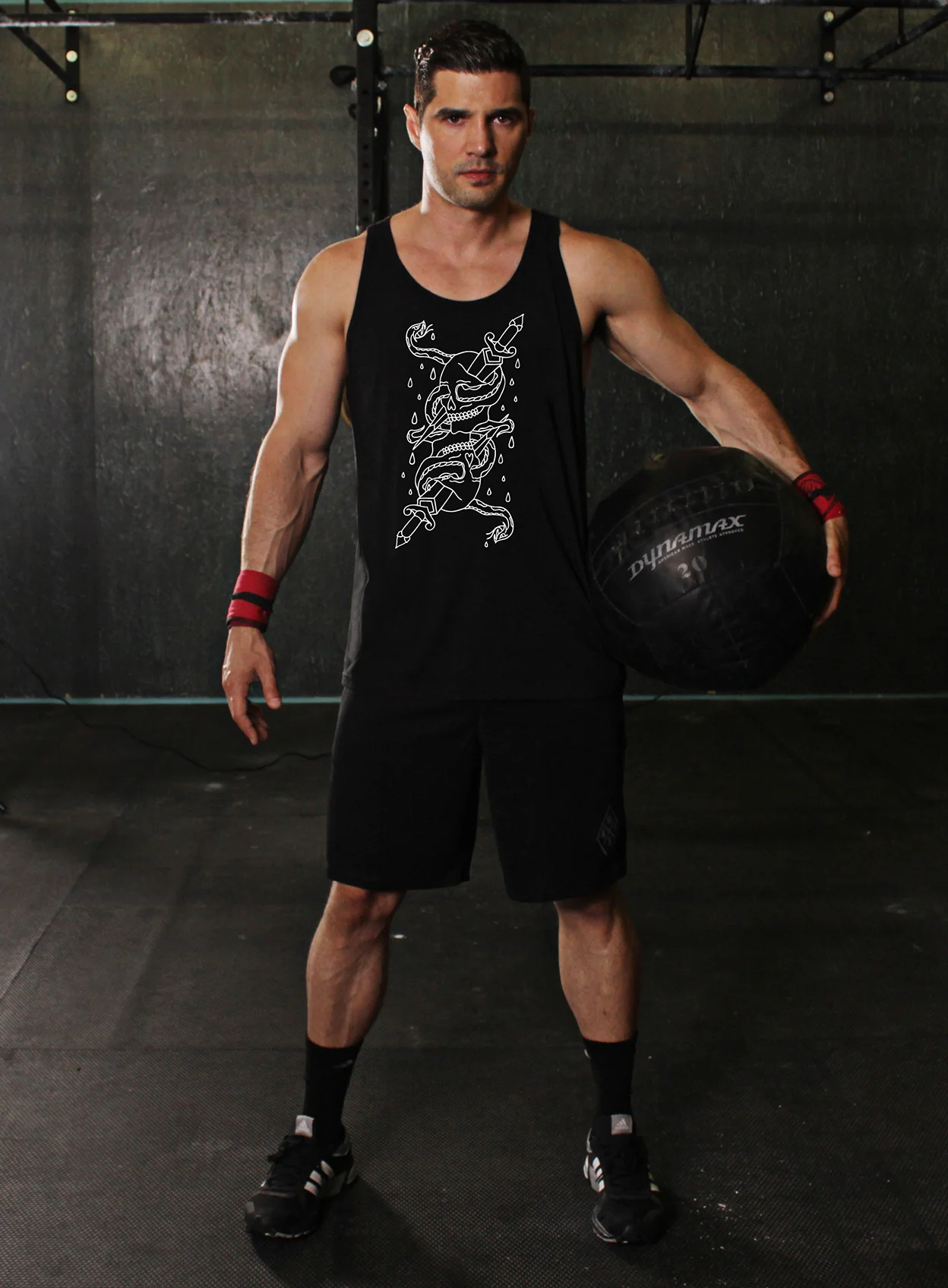 Double Skull Unisex Tank Top - Image 2