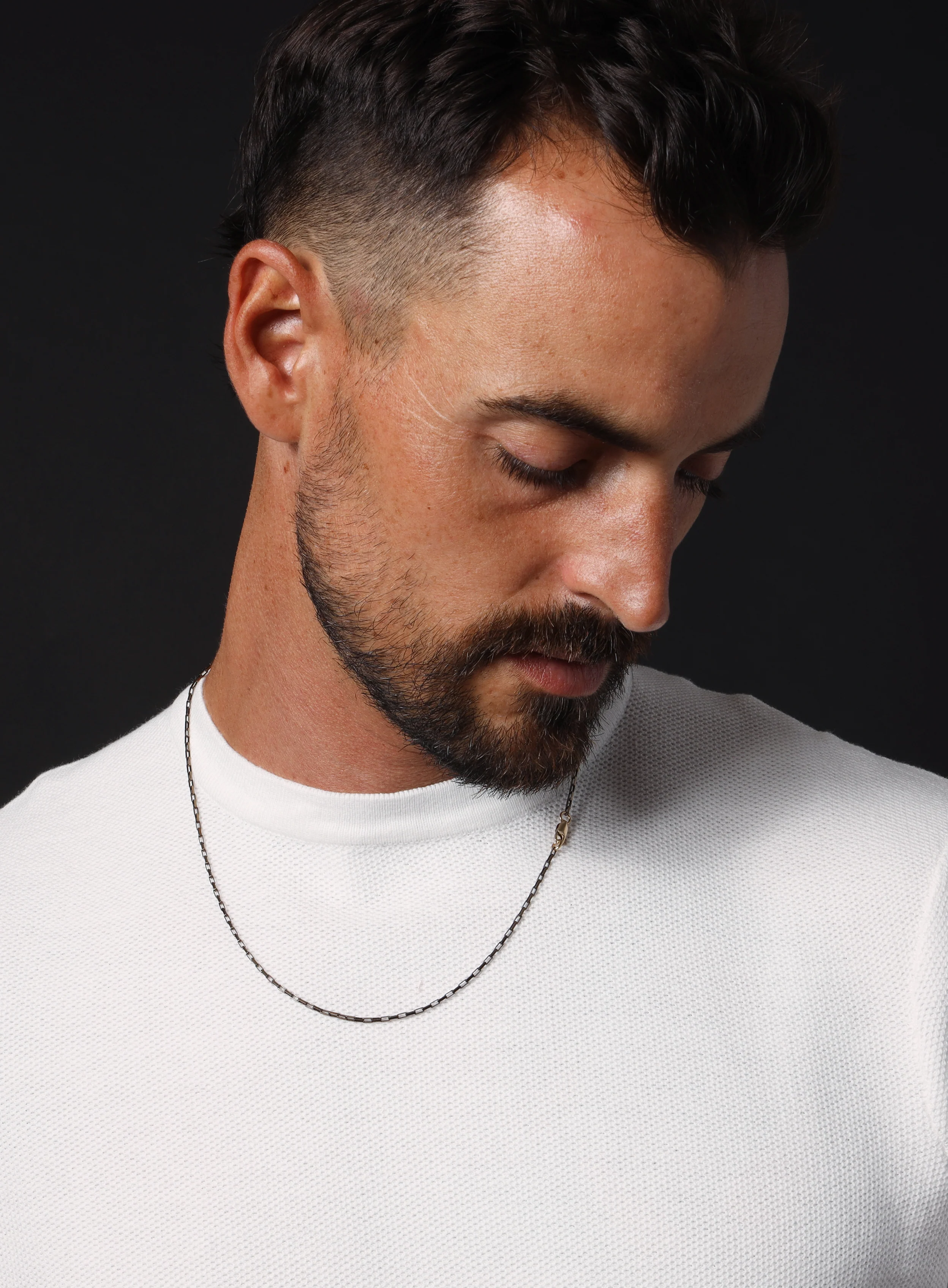 Elongated Cable "Chocolate" Vermeil Gold Chain Necklace for Men - Image 4