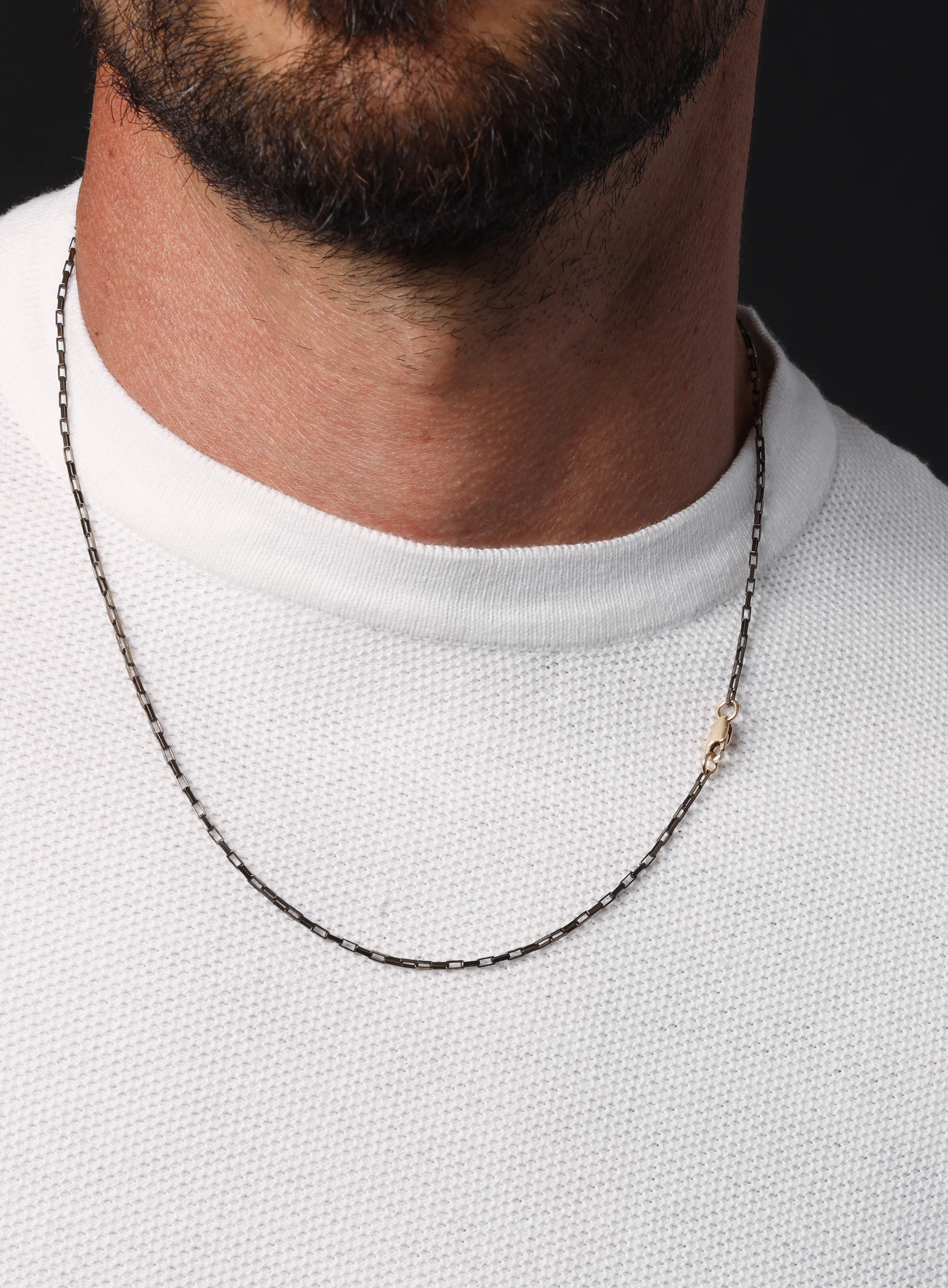 Elongated Cable "Chocolate" Vermeil Gold Chain Necklace for Men - Image 6