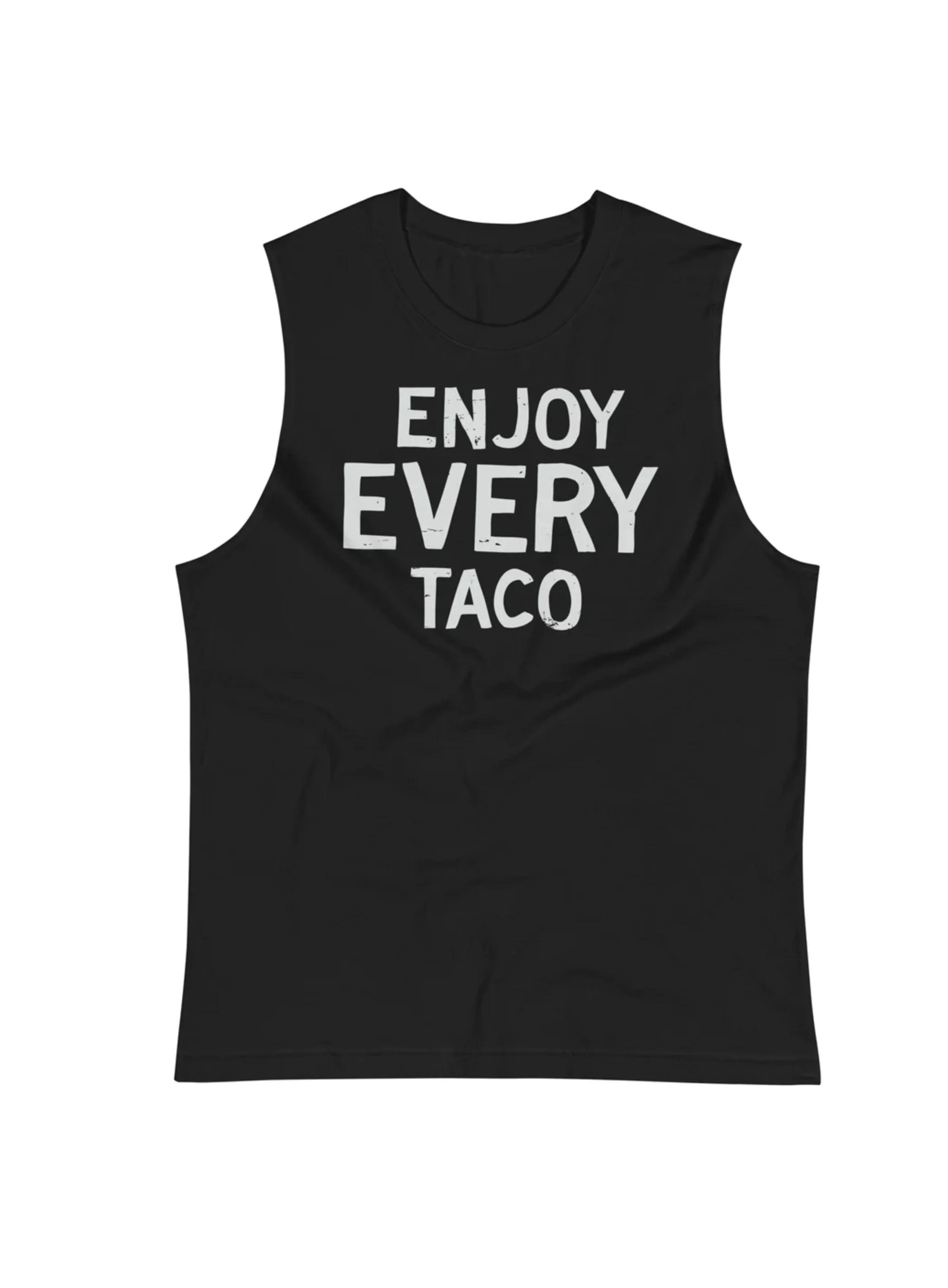 Enjoy Every Taco Black Muscle Tank Top (WAAS X NOT LOCAL) - Image 2