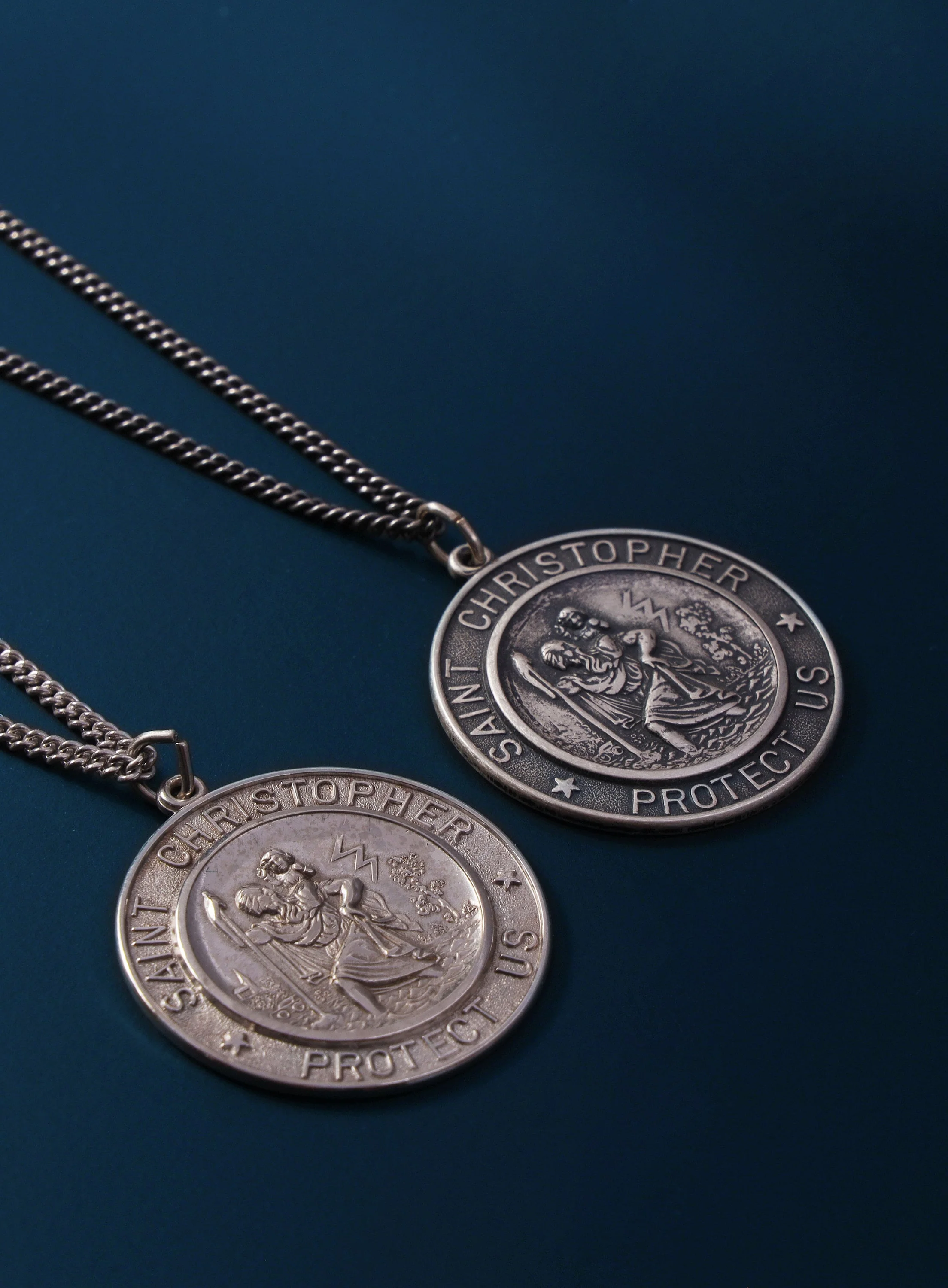 Extra Large Saint Christopher Round Shape Pendant Necklace for Men - Image 4