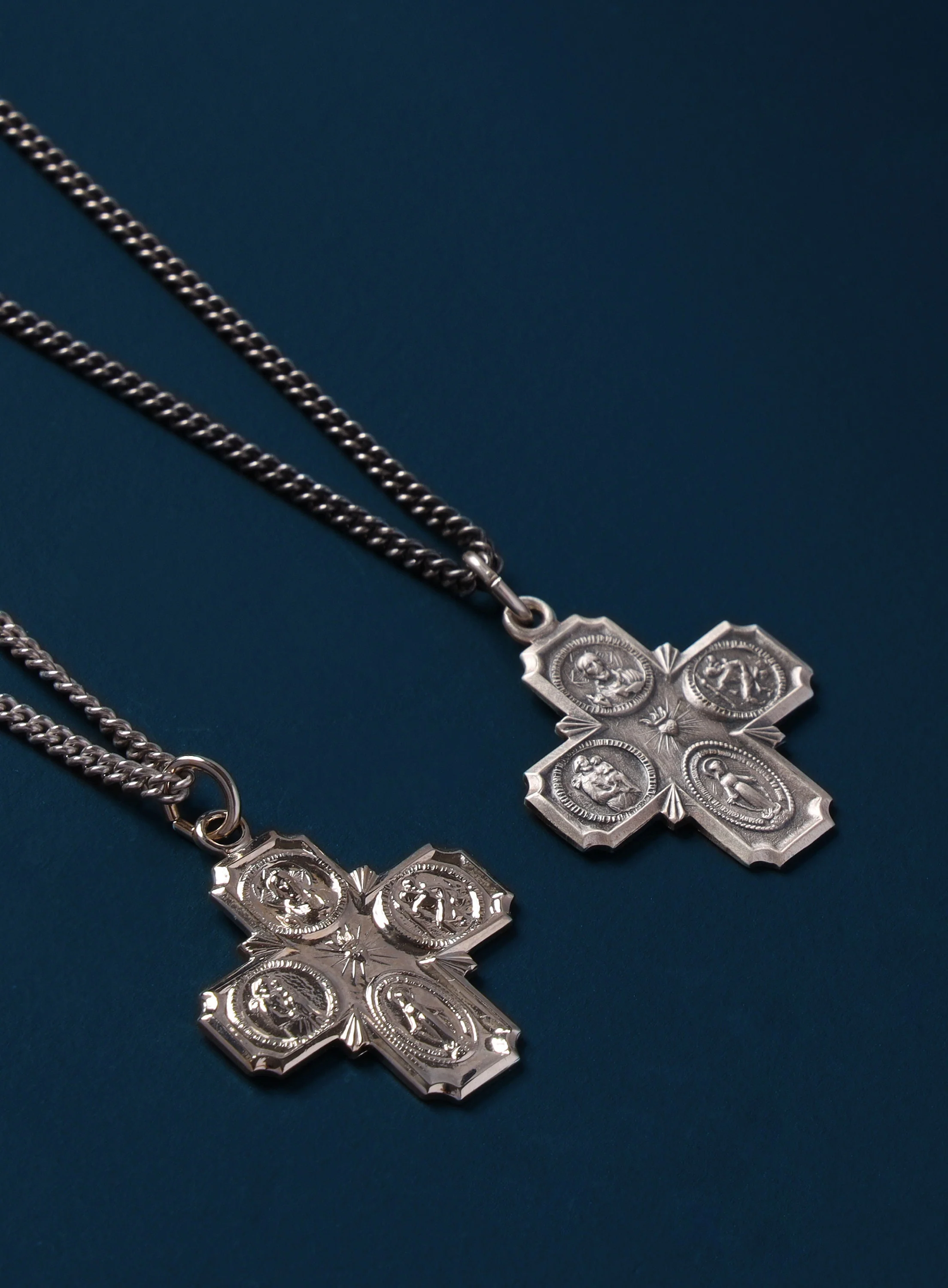 Sterling Silver Four Way Cross Pendant Necklace for Men - Image 4