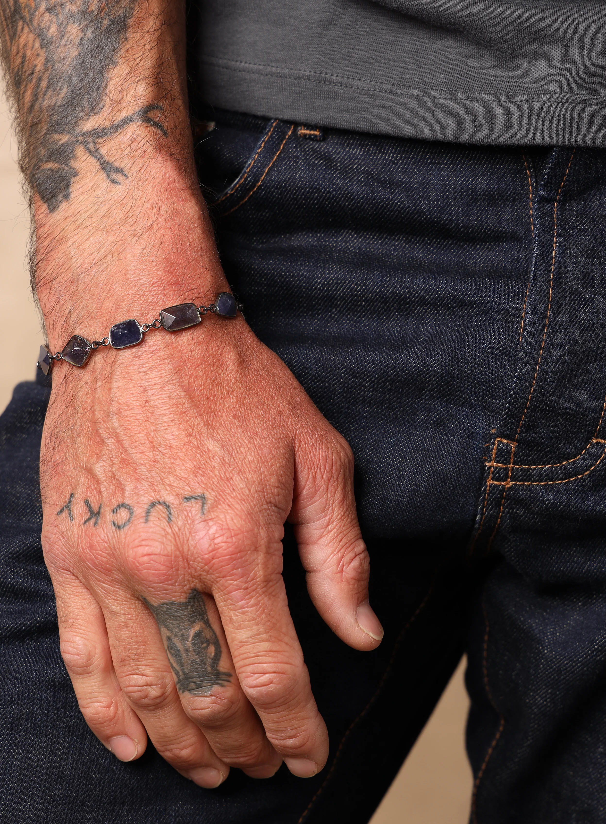 Blue / Purple Iolite Gemstone Bracelet for Man - Image 10