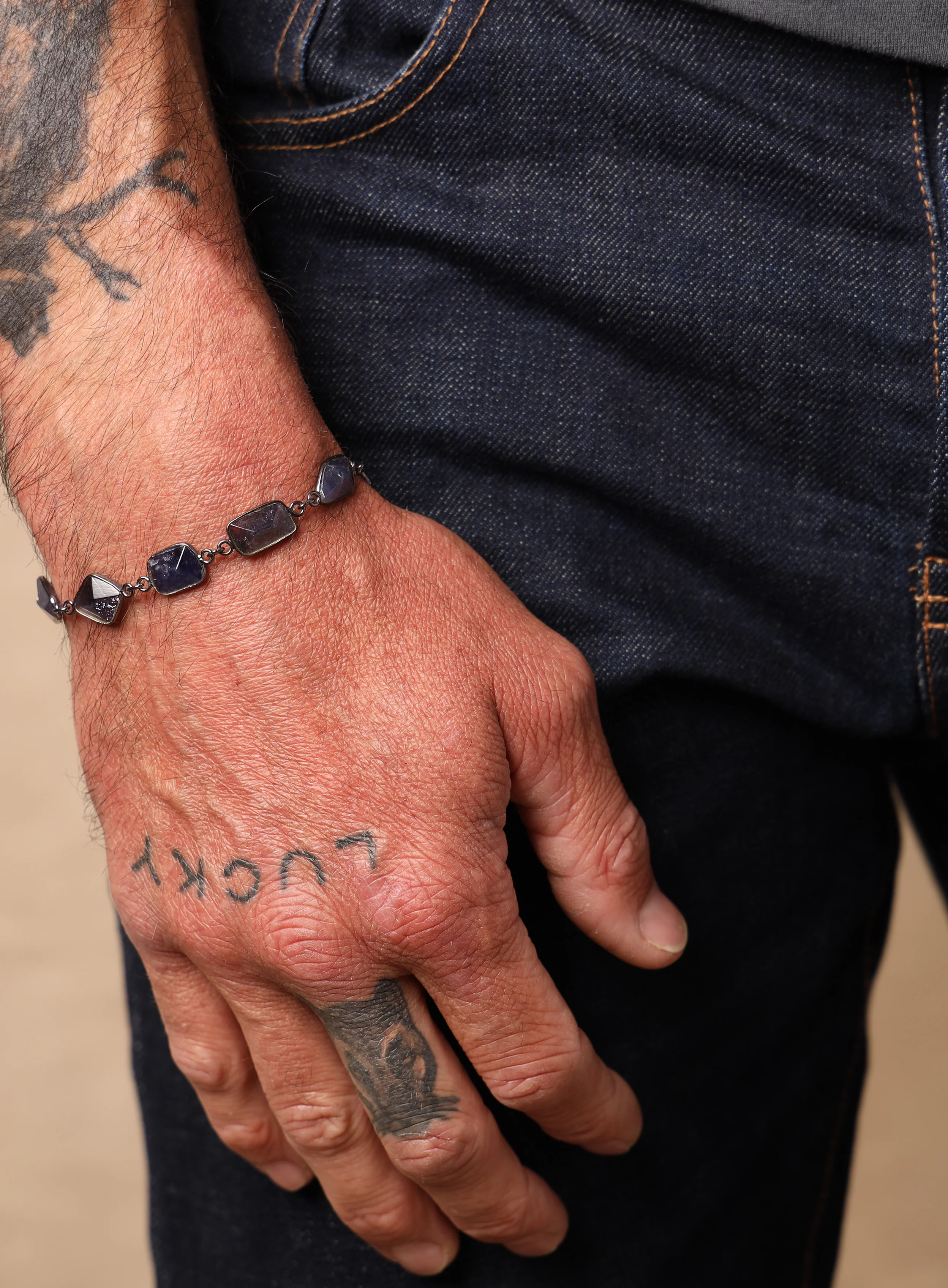 Blue / Purple Iolite Gemstone Bracelet for Man - Image 2
