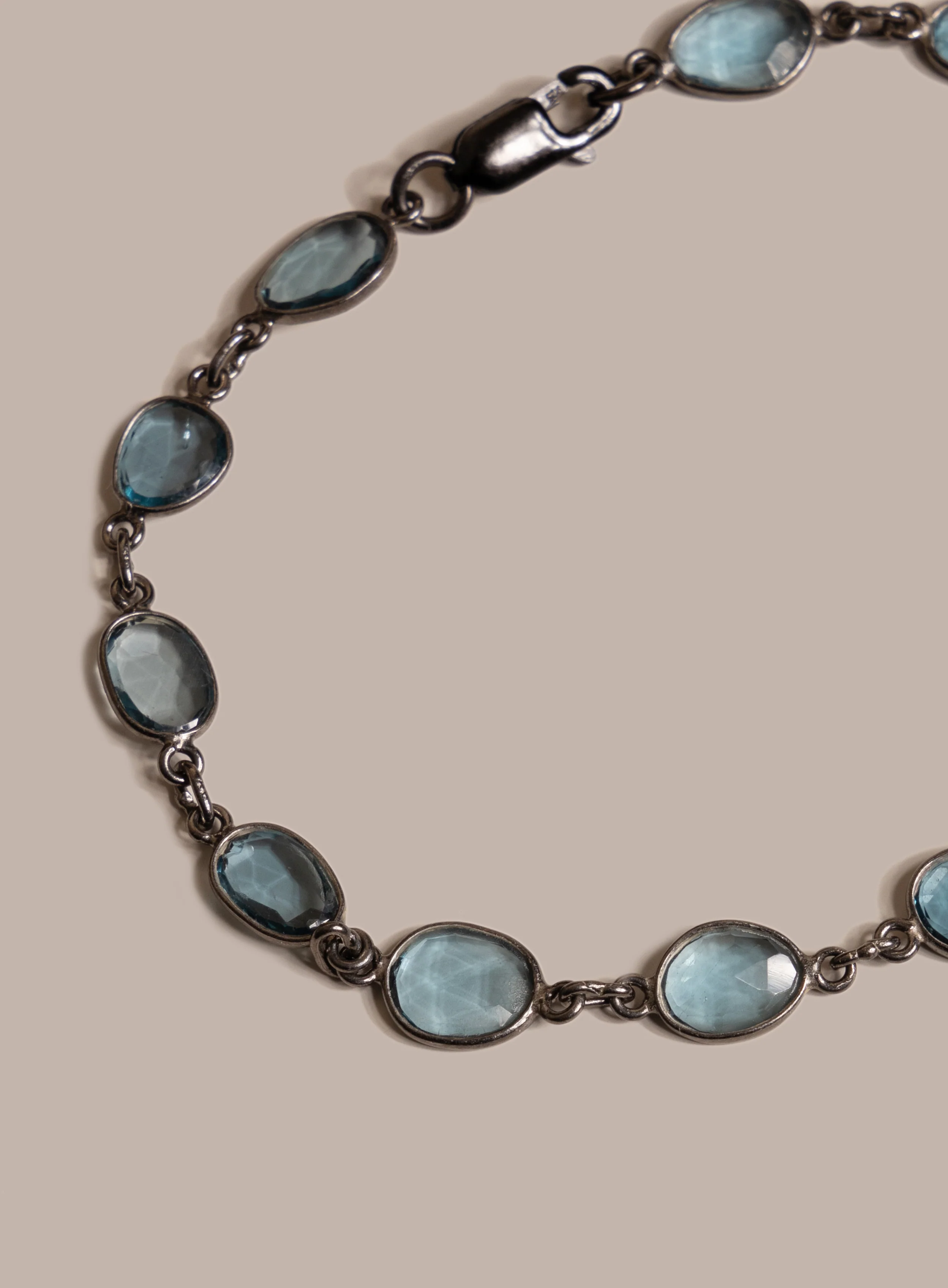 Genuine London Blue Topaz Link Bracelet for Men - Image 11