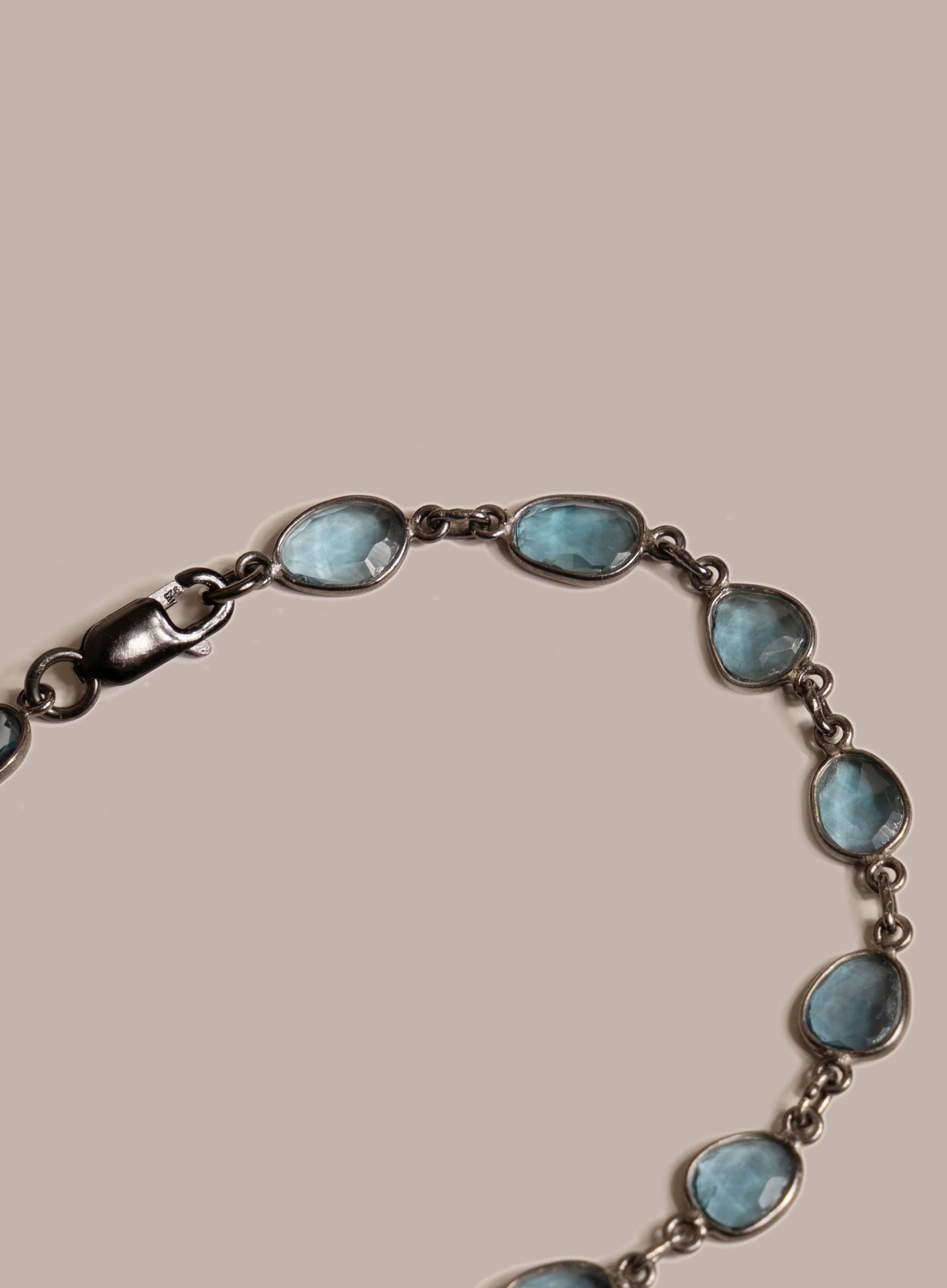 Genuine London Blue Topaz Link Bracelet for Men - Image 13